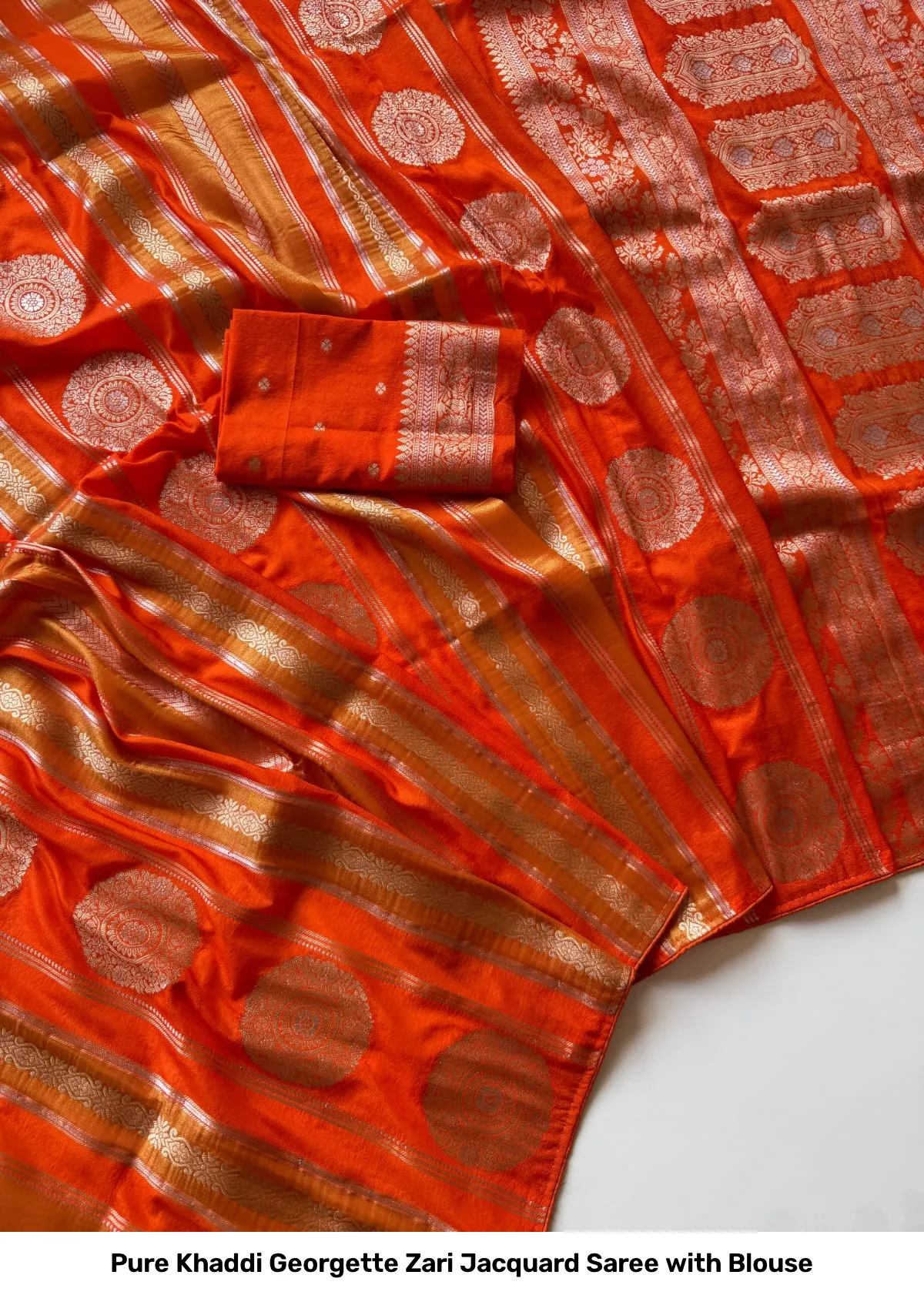 Pure Khaddi Georgette Zari Jacquard Saree with Blouse 14