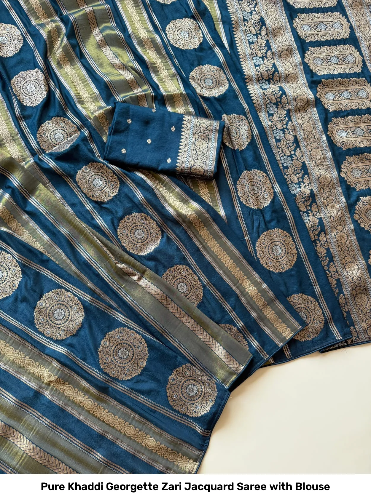 Pure Khaddi Georgette Zari Jacquard Saree with Blouse 3