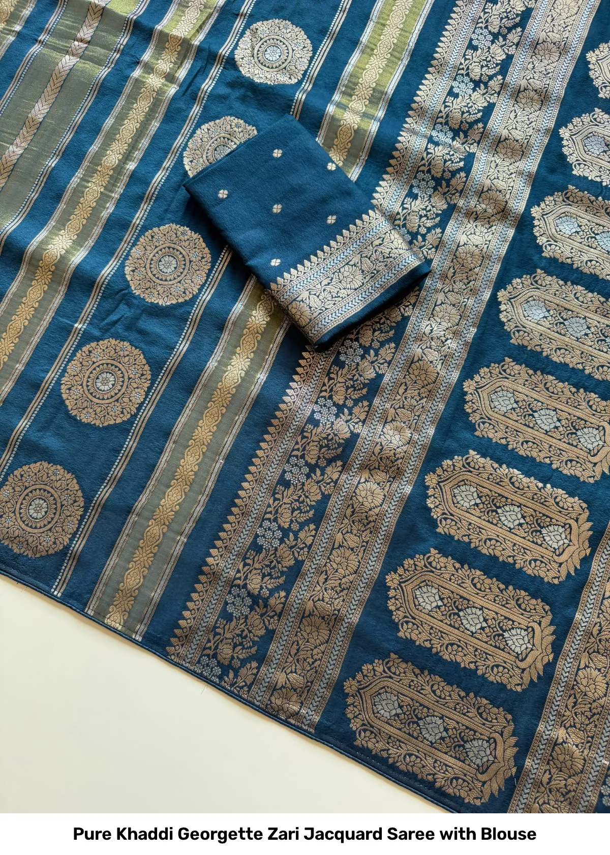 Pure Khaddi Georgette Zari Jacquard Saree with Blouse 5