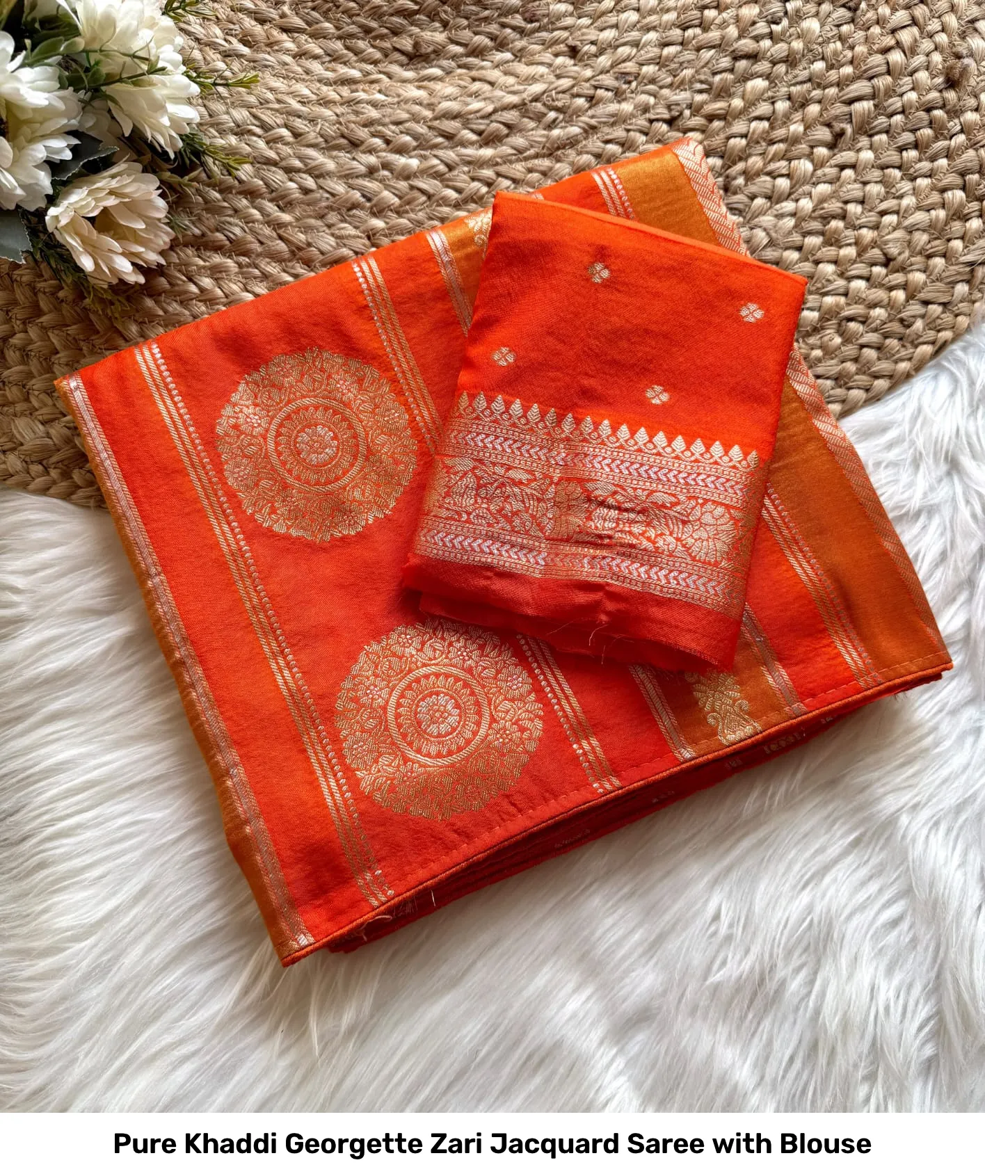 Pure Khaddi Georgette Zari Jacquard Saree with Blouse 6