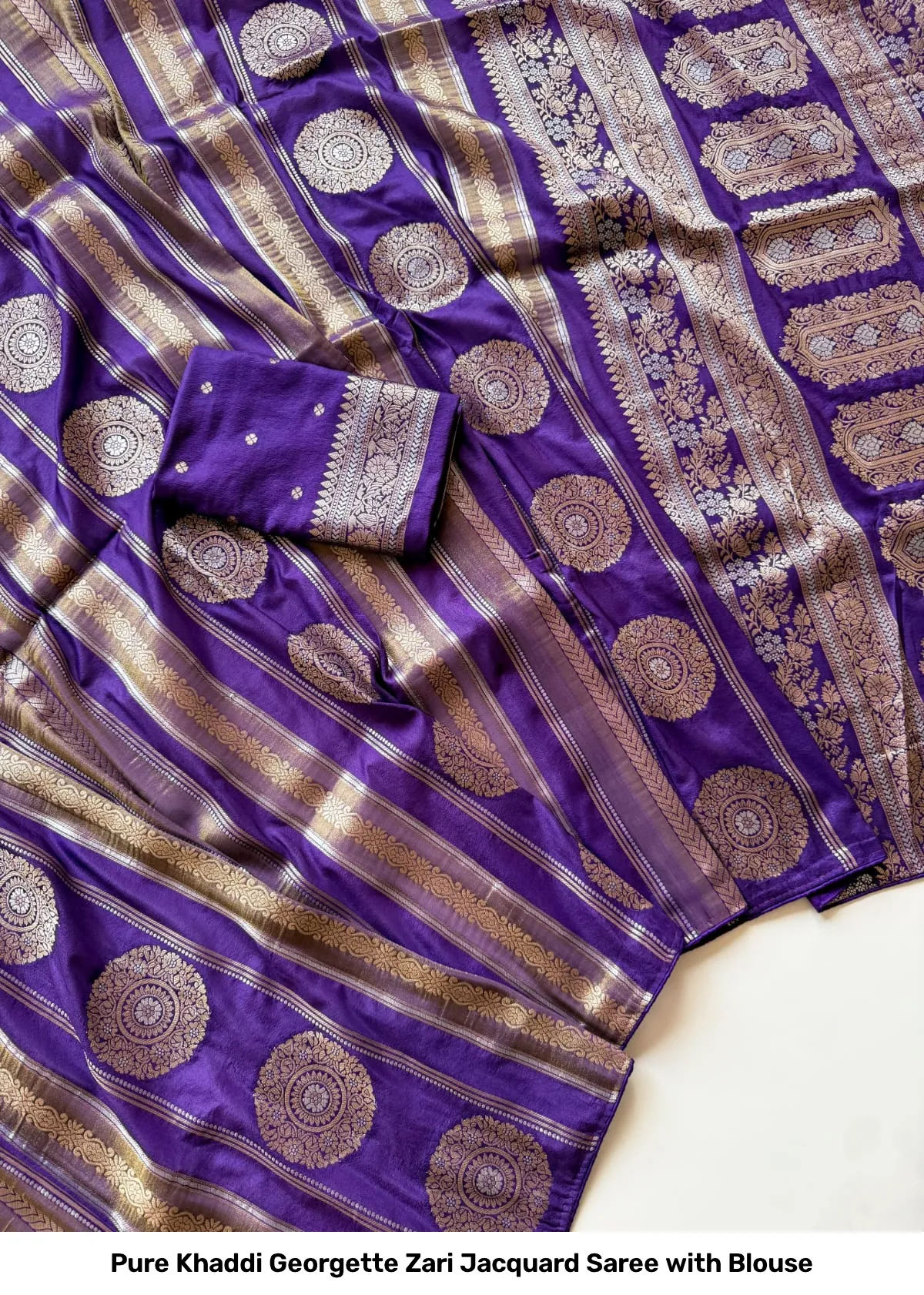 Pure Khaddi Georgette Zari Jacquard Saree with Blouse 7
