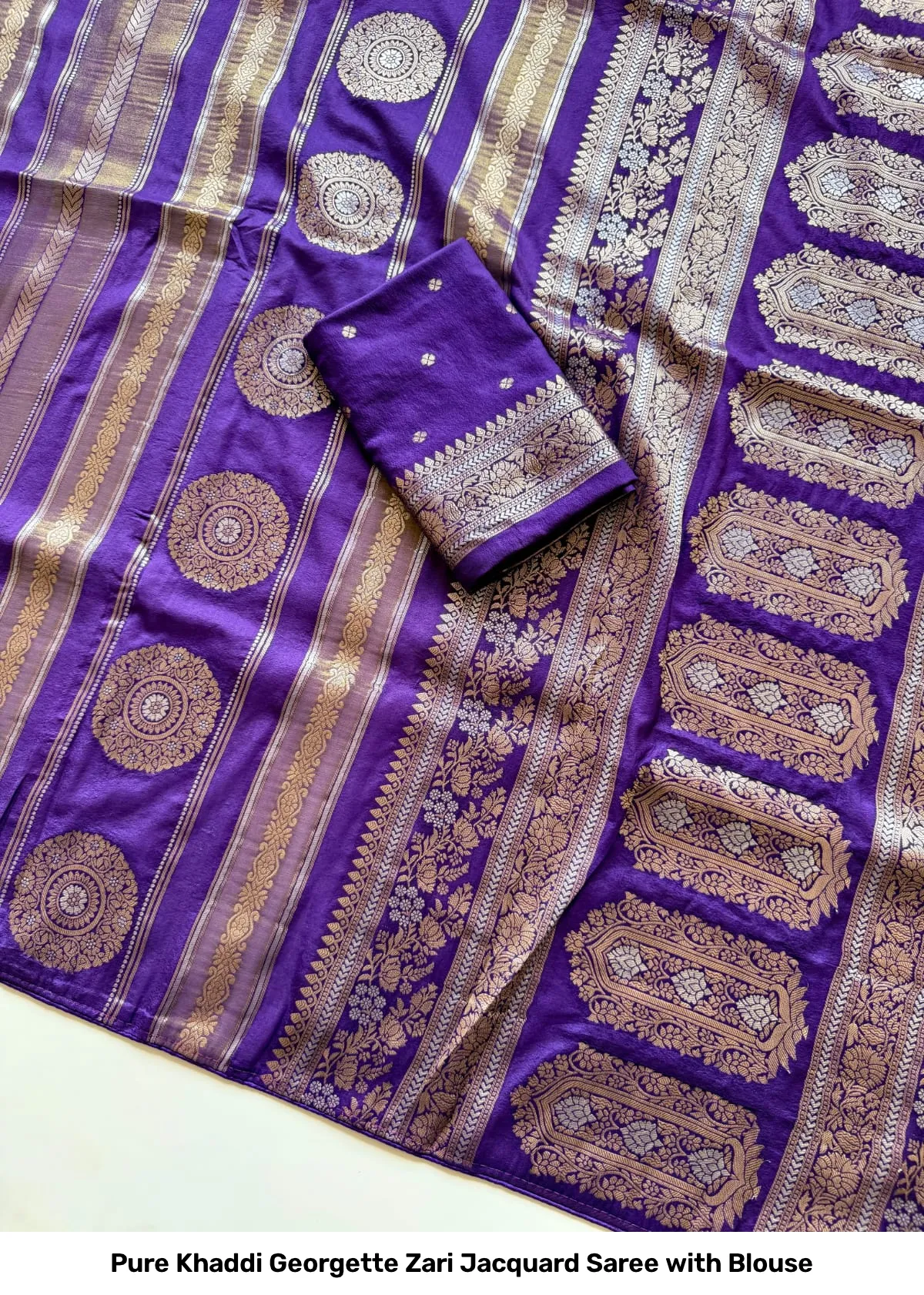 Pure Khaddi Georgette Zari Jacquard Saree with Blouse 9