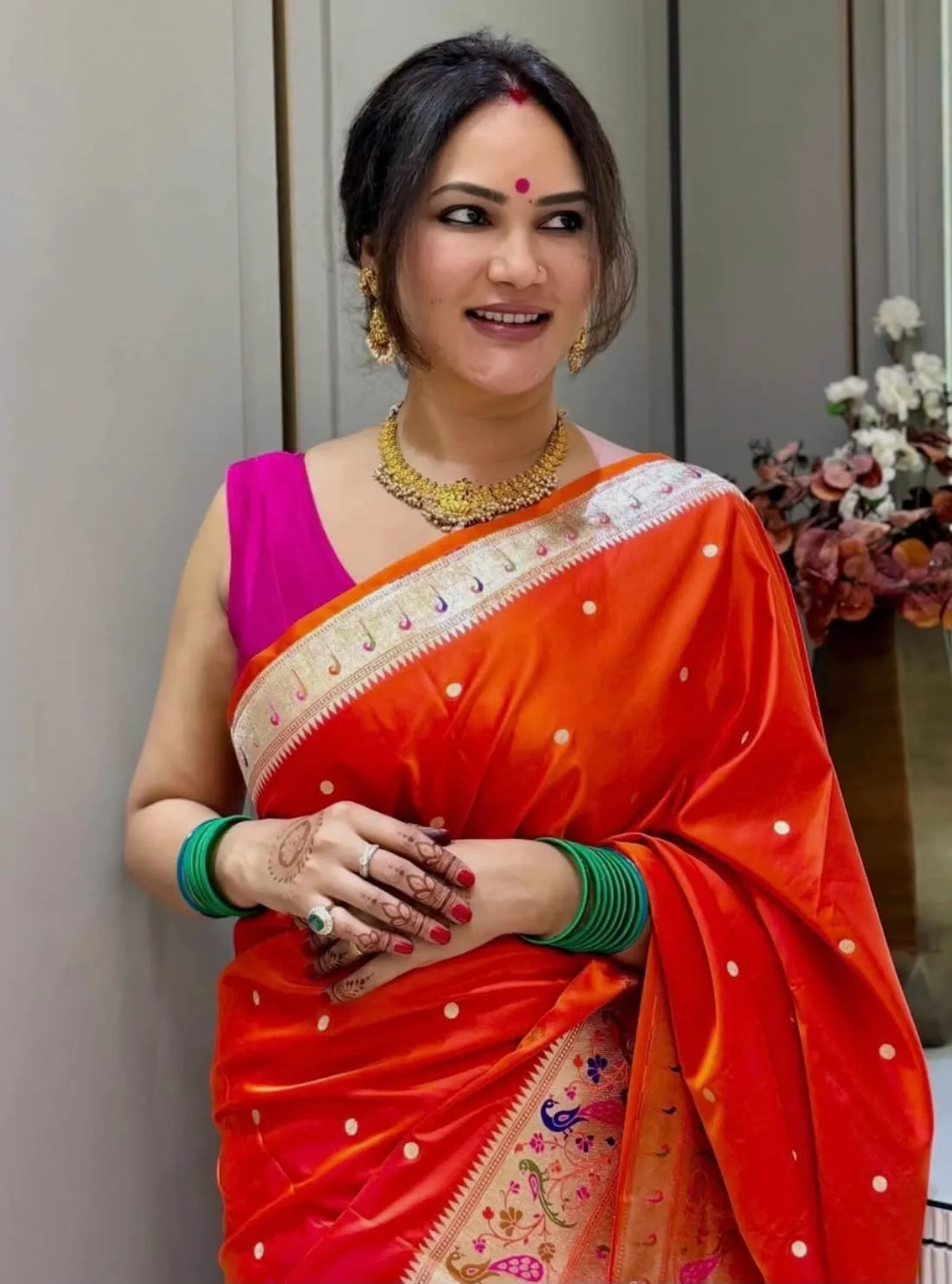 Pure Soft Kanchipuram Paithani Silk Saree With Meenakari Border
