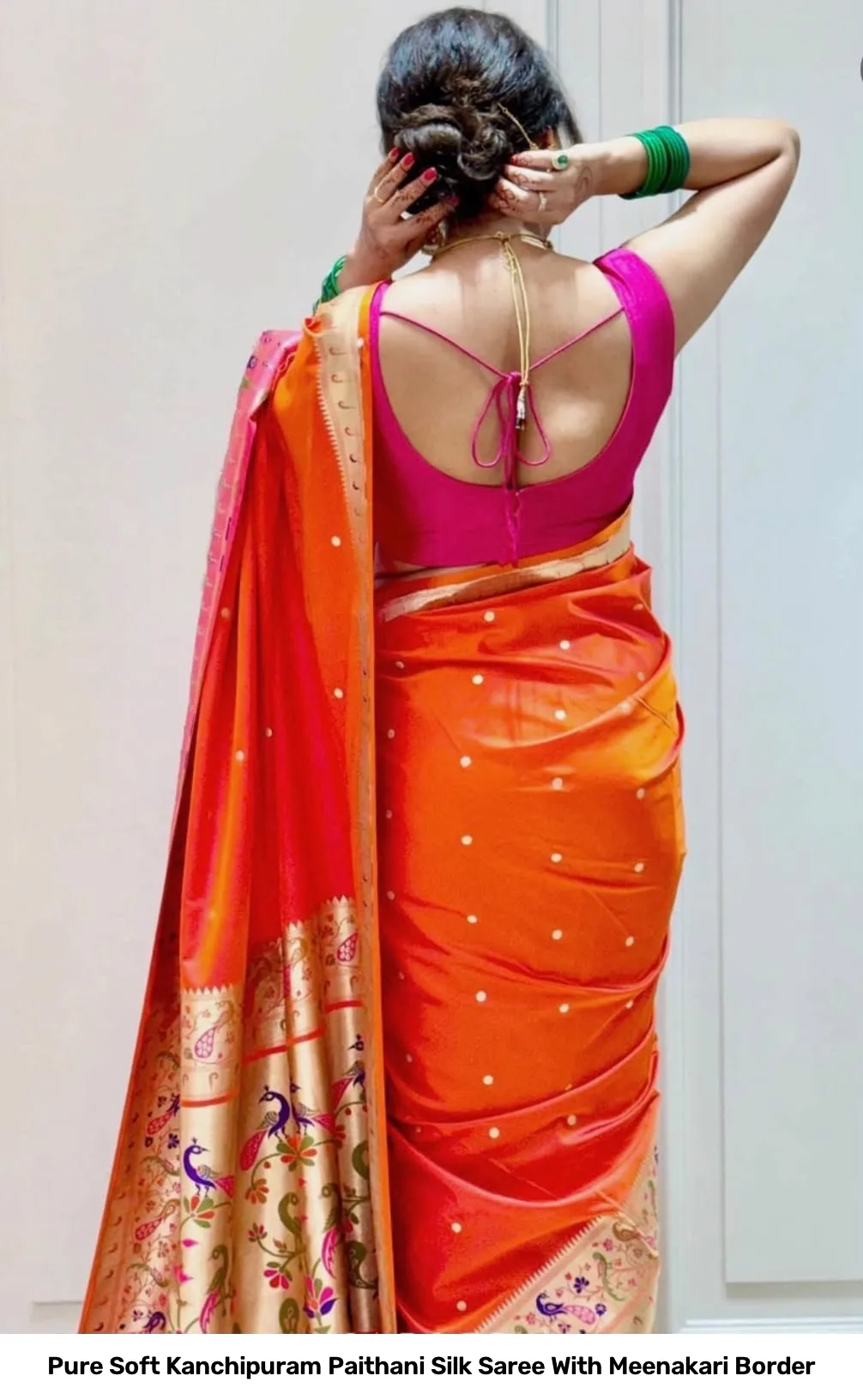 Pure Soft Kanchipuram Paithani Silk Saree With Meenakari Border 13