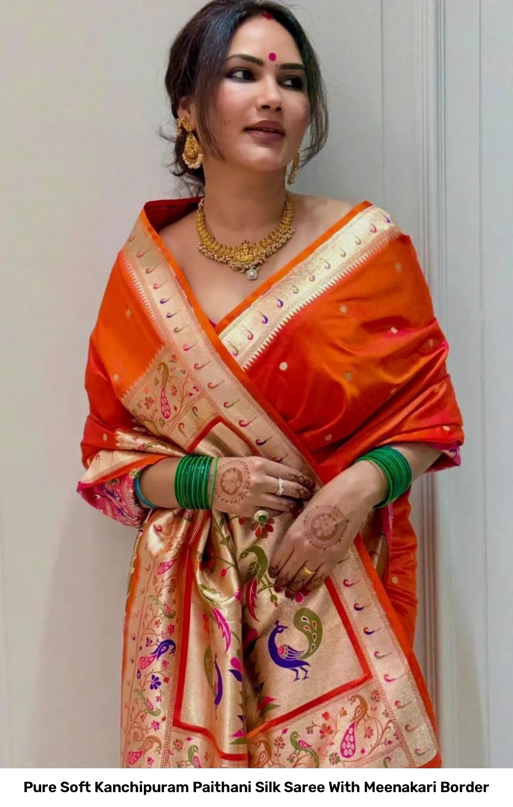 Pure Soft Kanchipuram Paithani Silk Saree With Meenakari Border 16