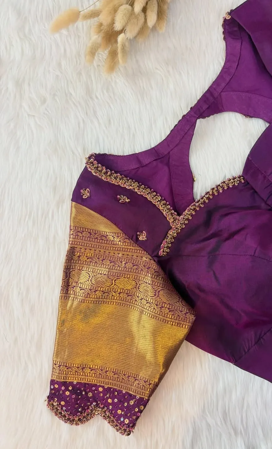Purple Designer Maggam Work Blouse