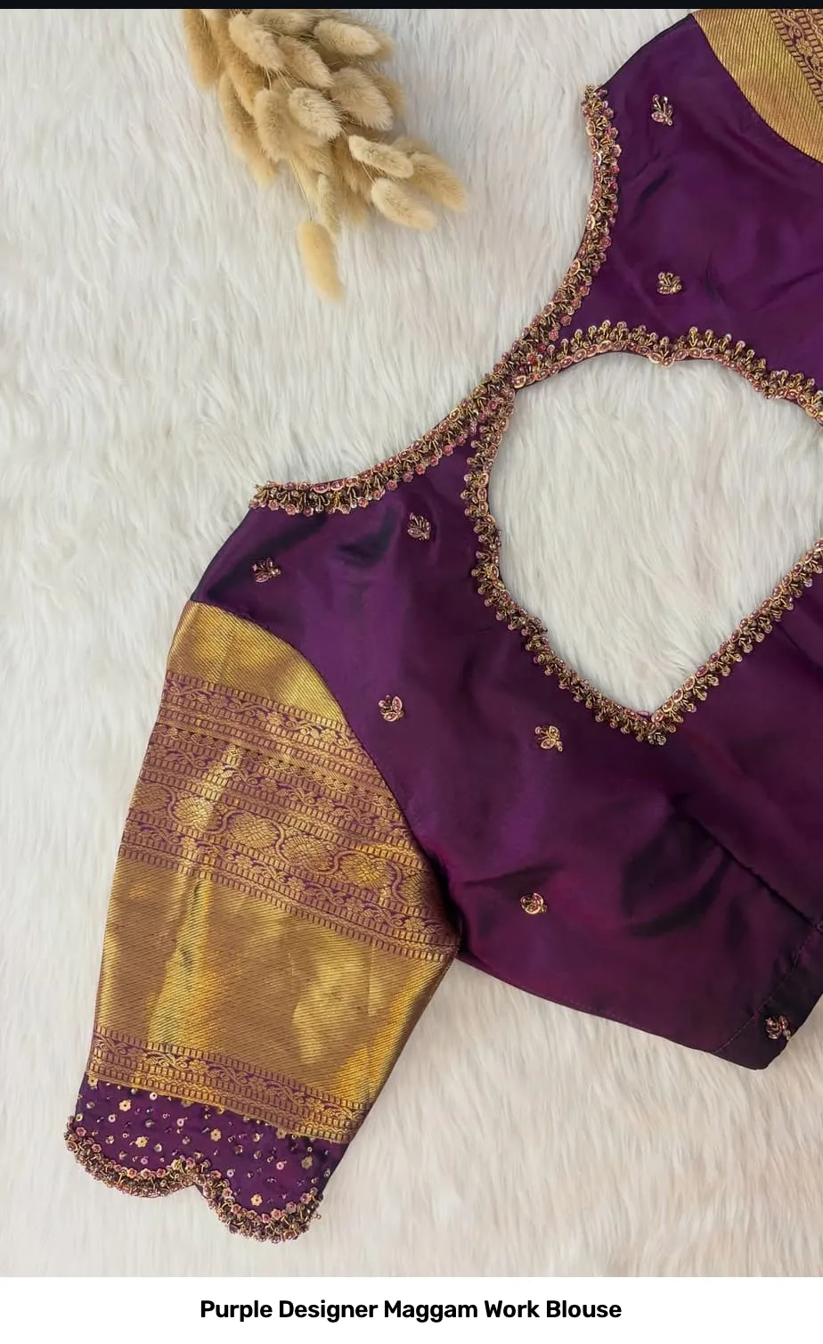 Purple Designer Maggam Work Blouse 2