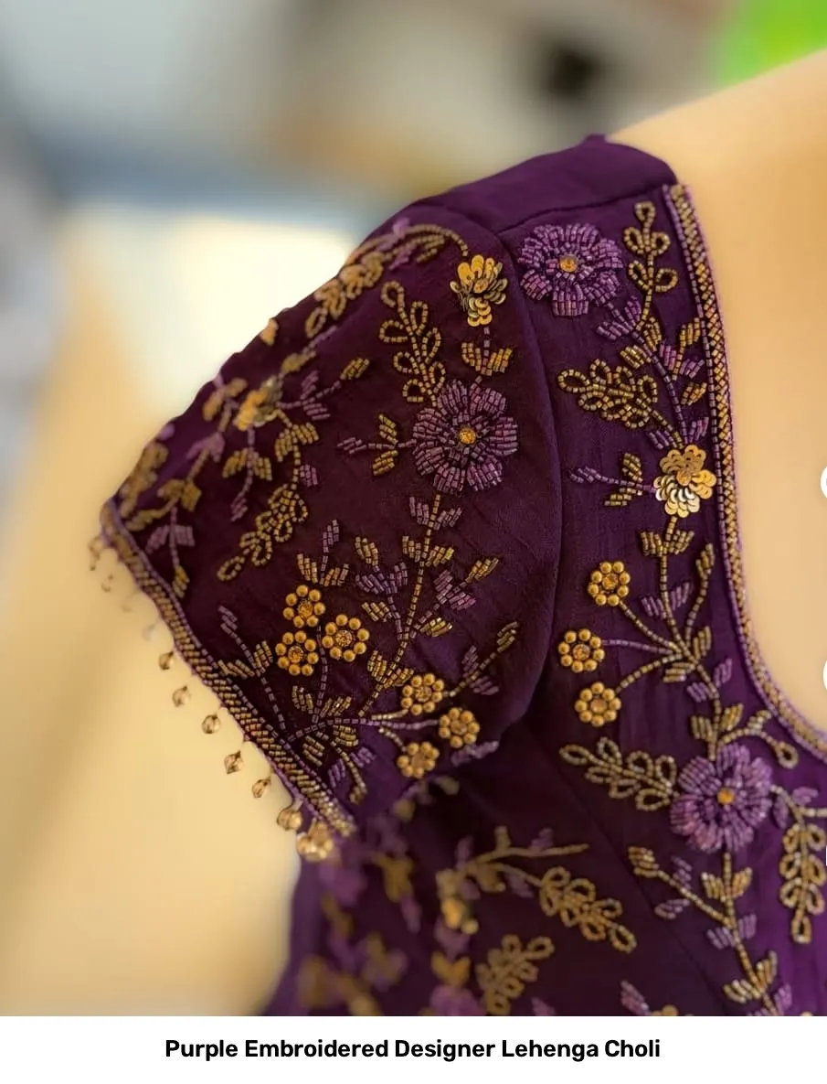 Purple Embroidered Designer Lehenga Choli 2