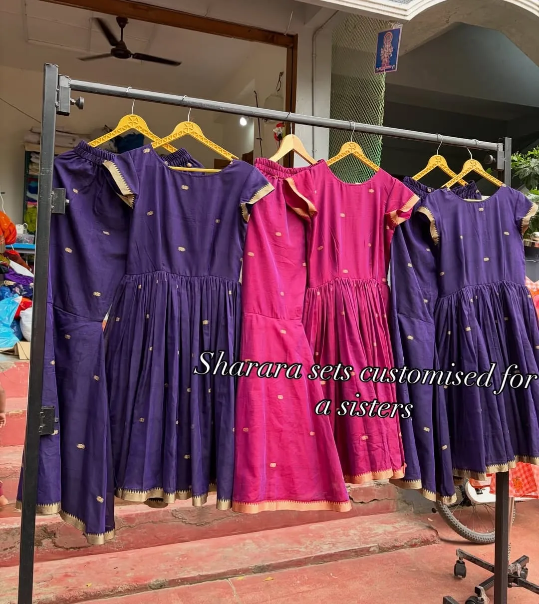 Purple Silk Sharara Set Sister Matching Outfits