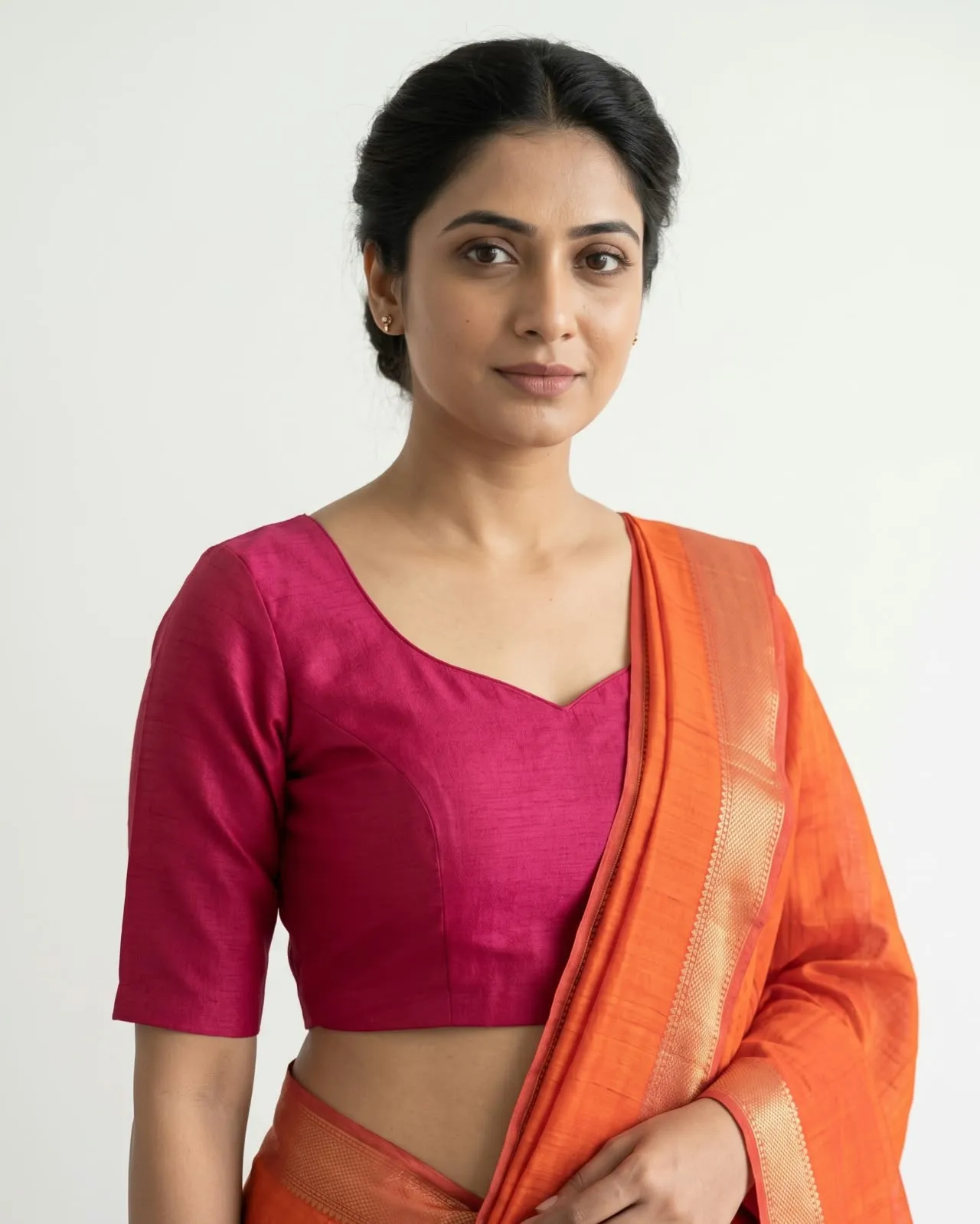 Rani Pink Raw Silk Blouse with Deep Back Dori Tie