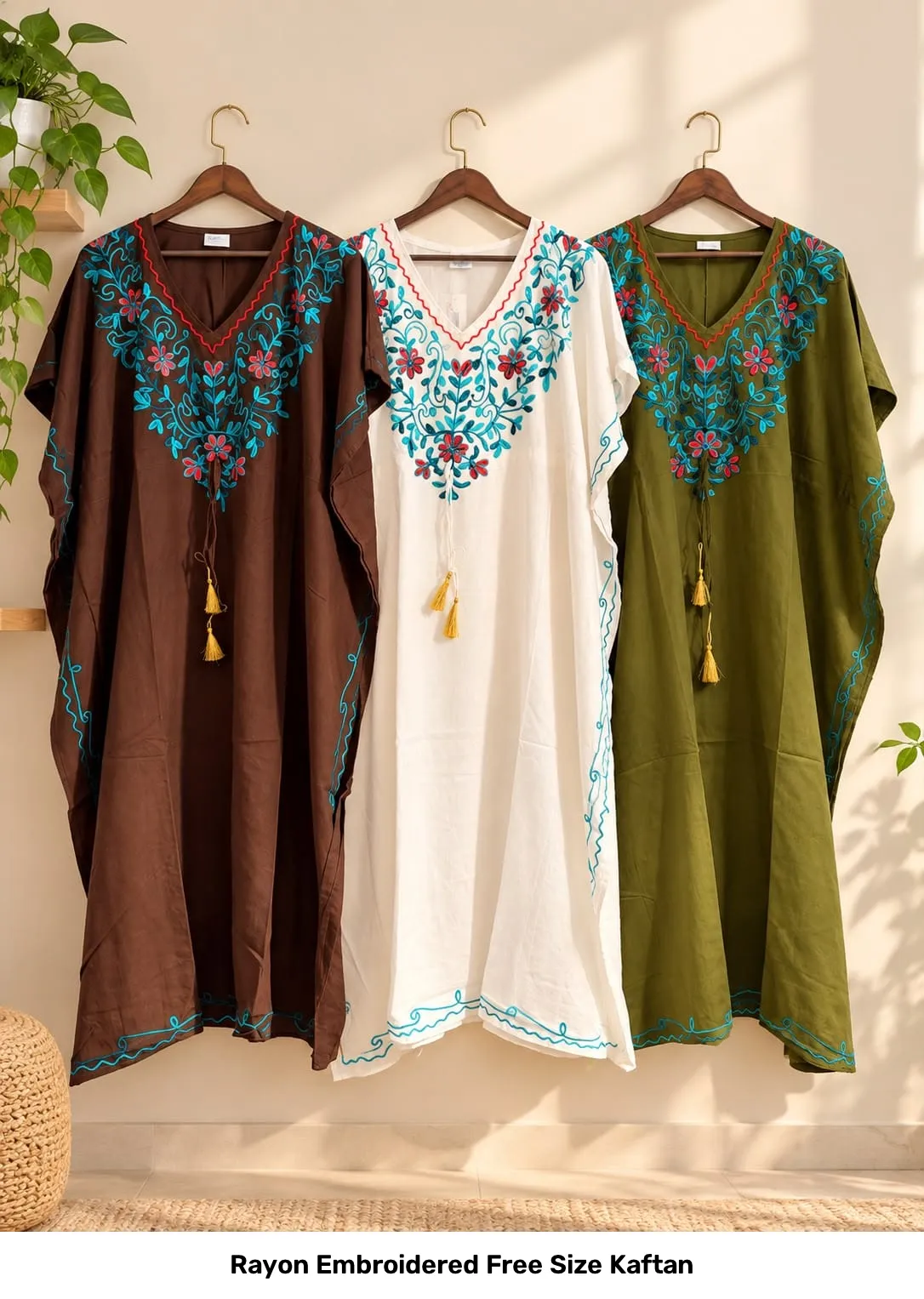 Rayon Embroidered Free Size Kaftan 3