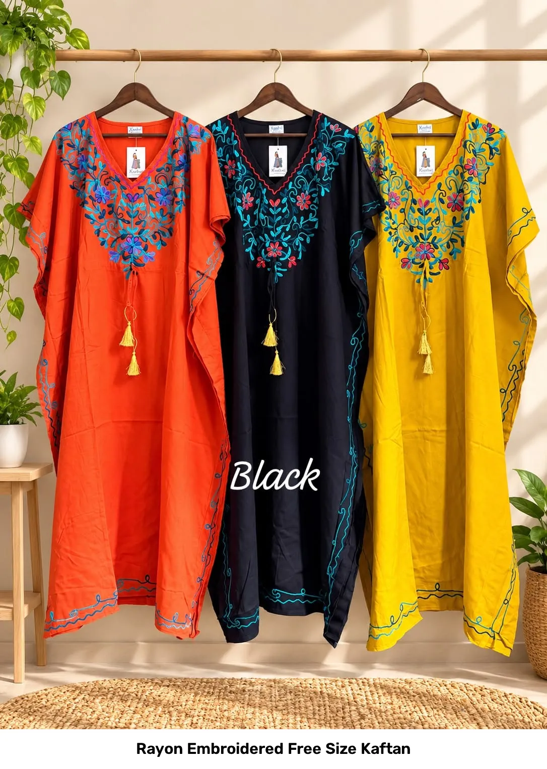 Rayon Embroidered Free Size Kaftan 5
