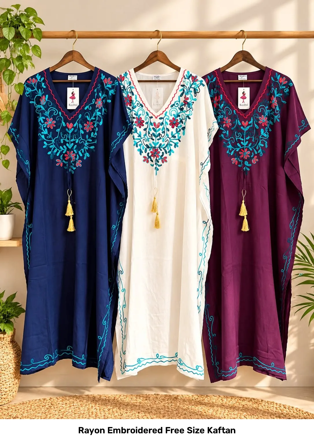 Rayon Embroidered Free Size Kaftan 6