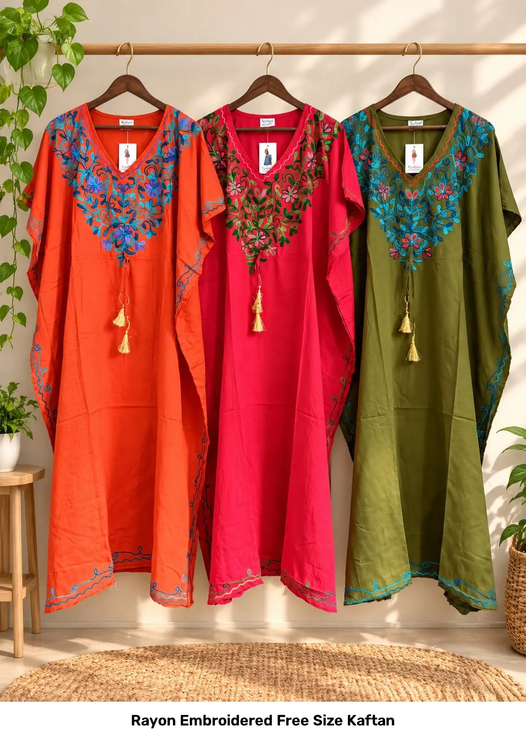 Rayon Embroidered Free Size Kaftan 8