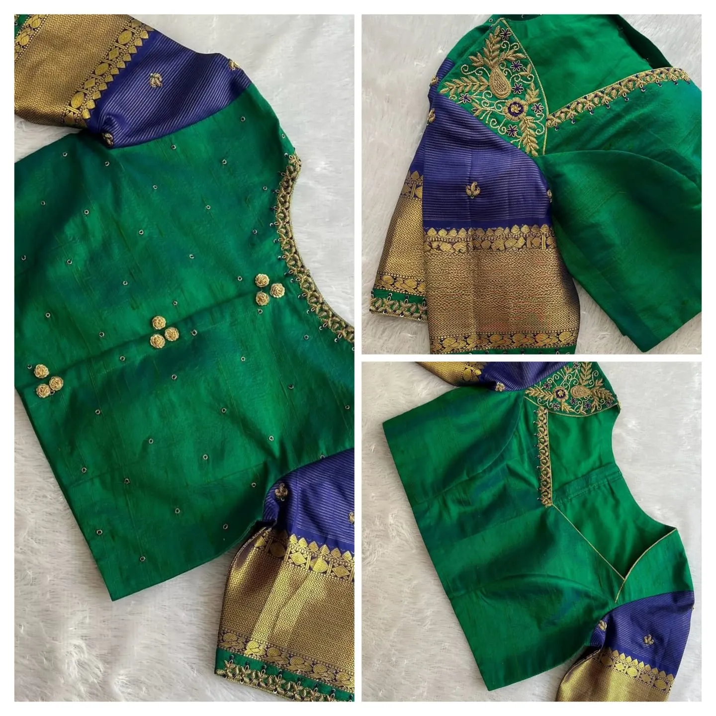 Ready Made Green Designer Silk Blouse
