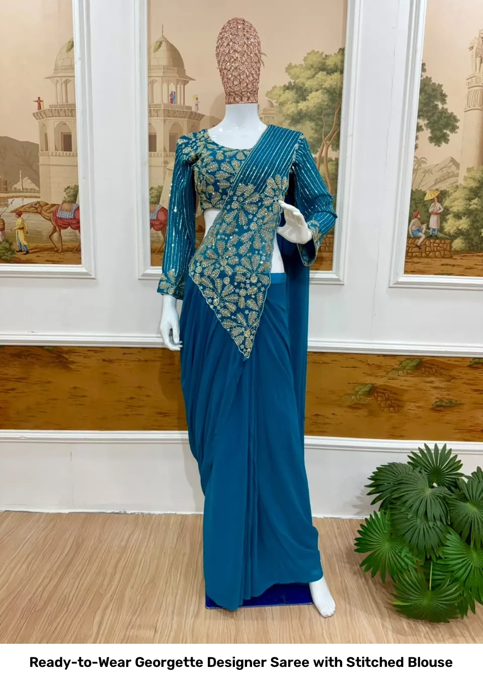 Ready-to-Wear Georgette Designer Saree with Stitched Blouse 12