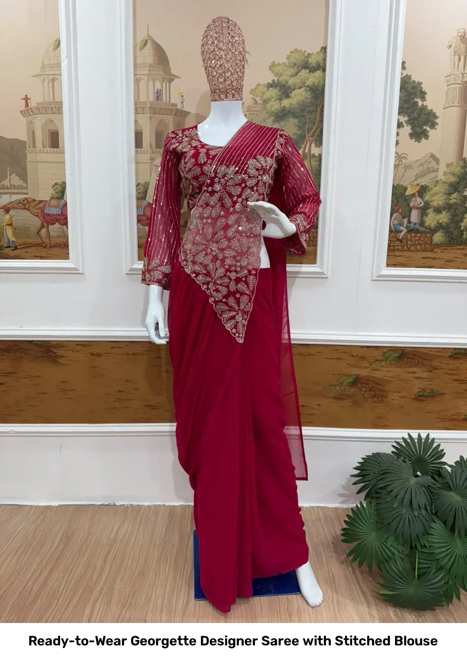 Ready-to-Wear Georgette Designer Saree with Stitched Blouse 15