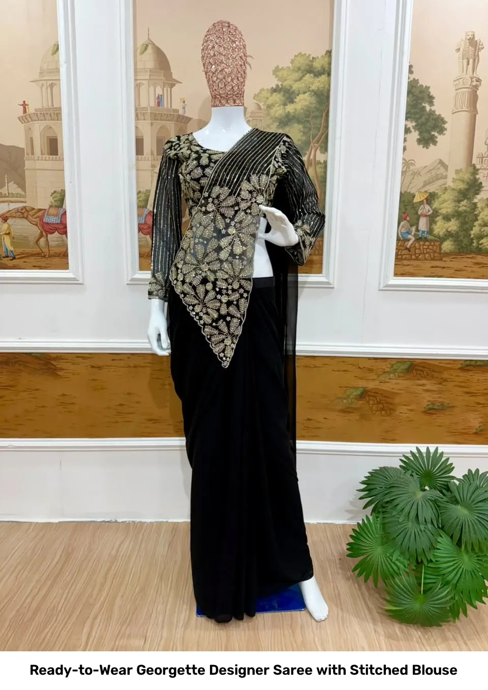 Ready-to-Wear Georgette Designer Saree with Stitched Blouse 17