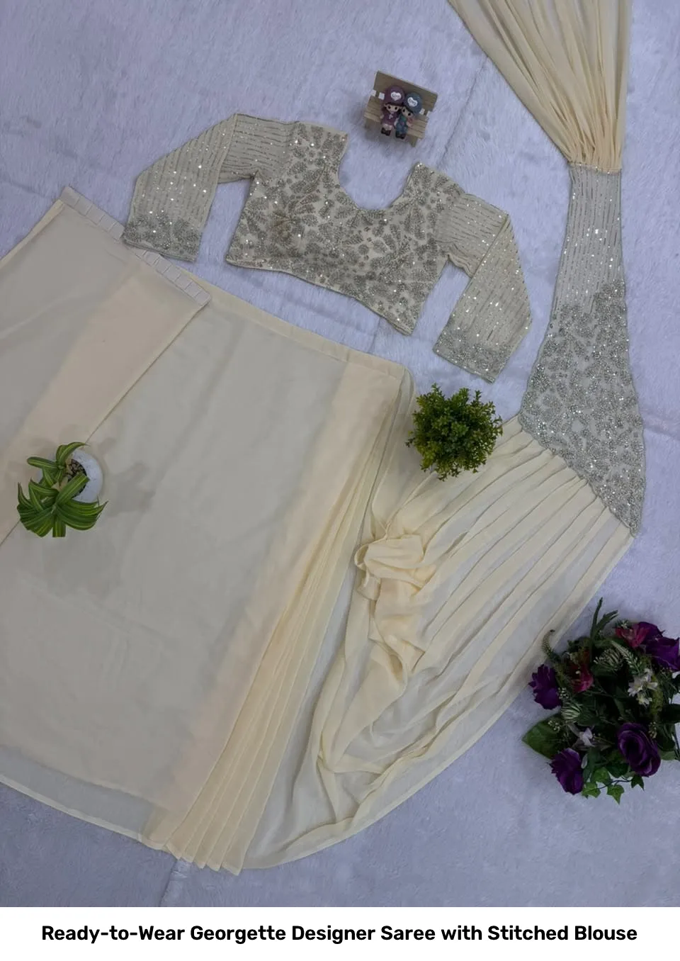 Ready-to-Wear Georgette Designer Saree with Stitched Blouse 5