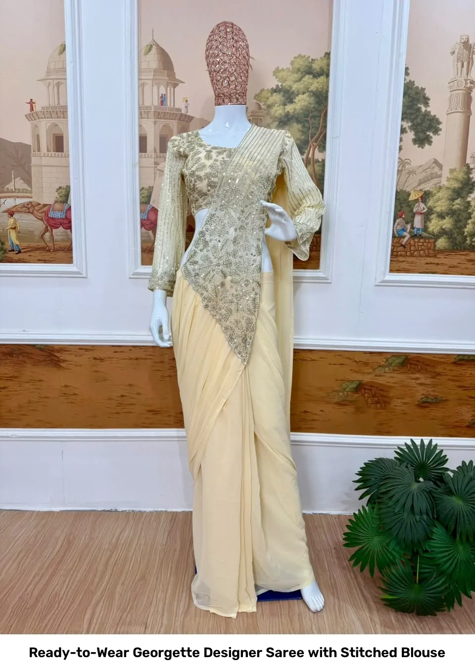 Ready-to-Wear Georgette Designer Saree with Stitched Blouse 6