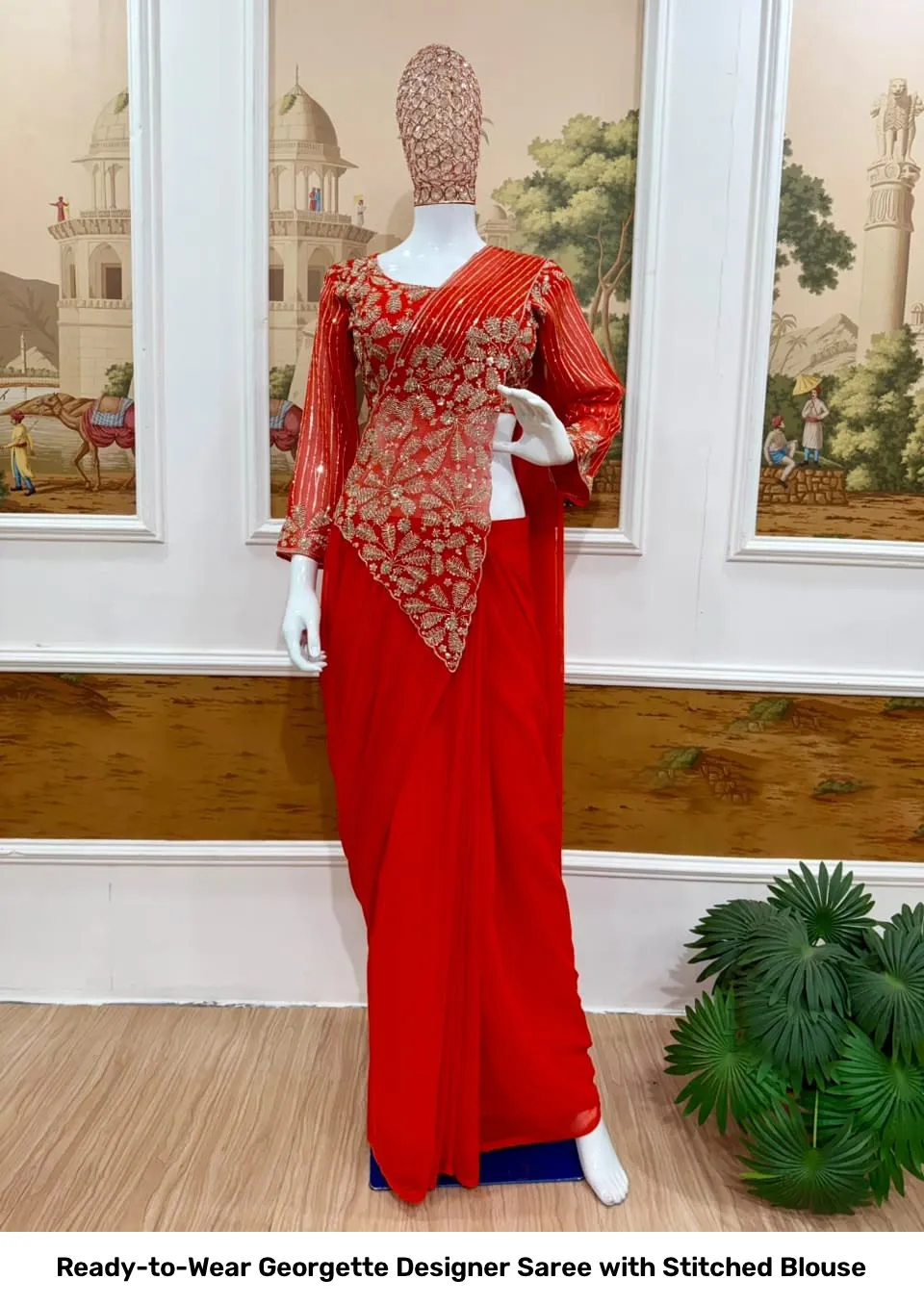 Ready-to-Wear Georgette Designer Saree with Stitched Blouse 7