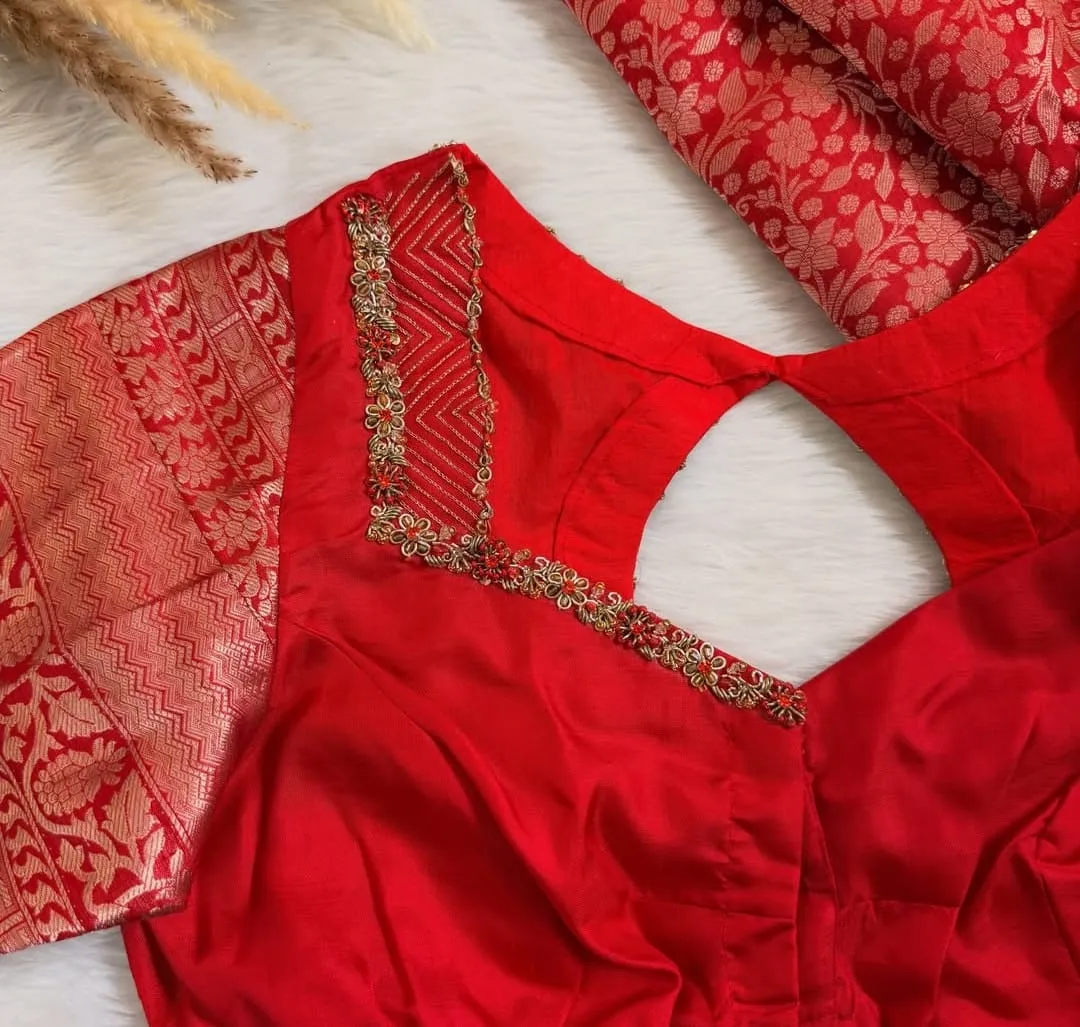Red Designer Maggam Work Blouse
