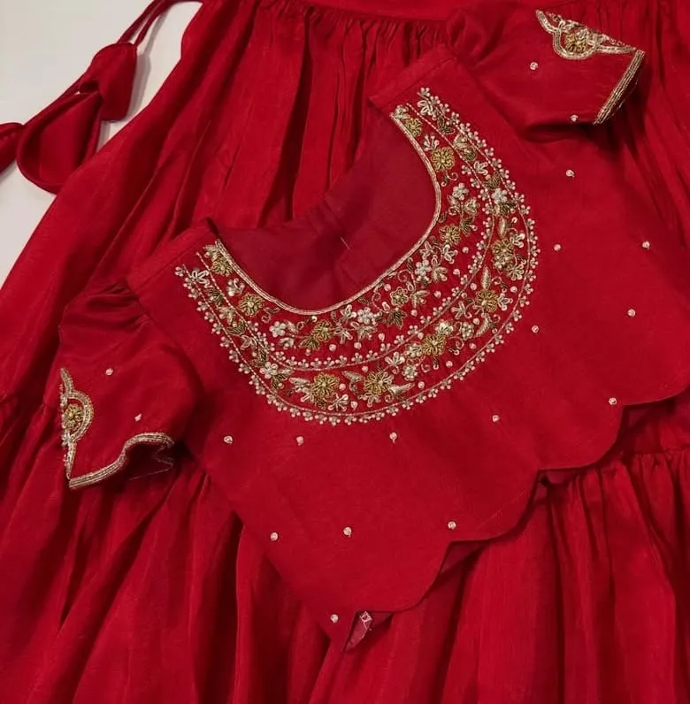Red Embroidered Designer Lehenga Choli Set
