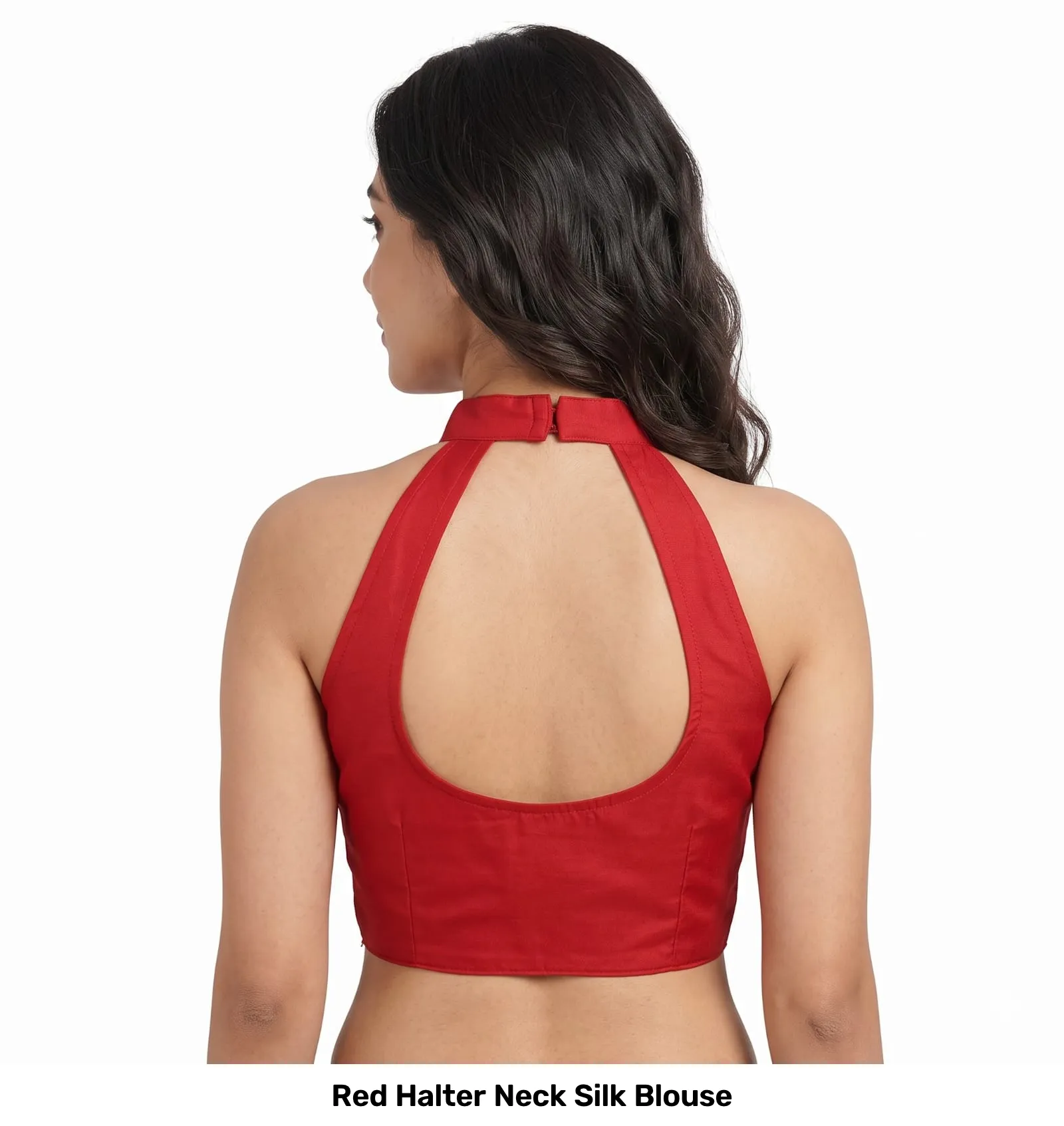 Red Halter Neck Silk Blouse 2