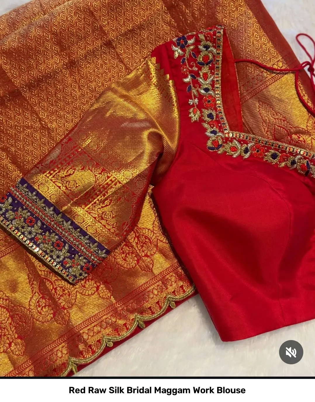 Red Raw Silk Bridal Maggam Work Blouse 4