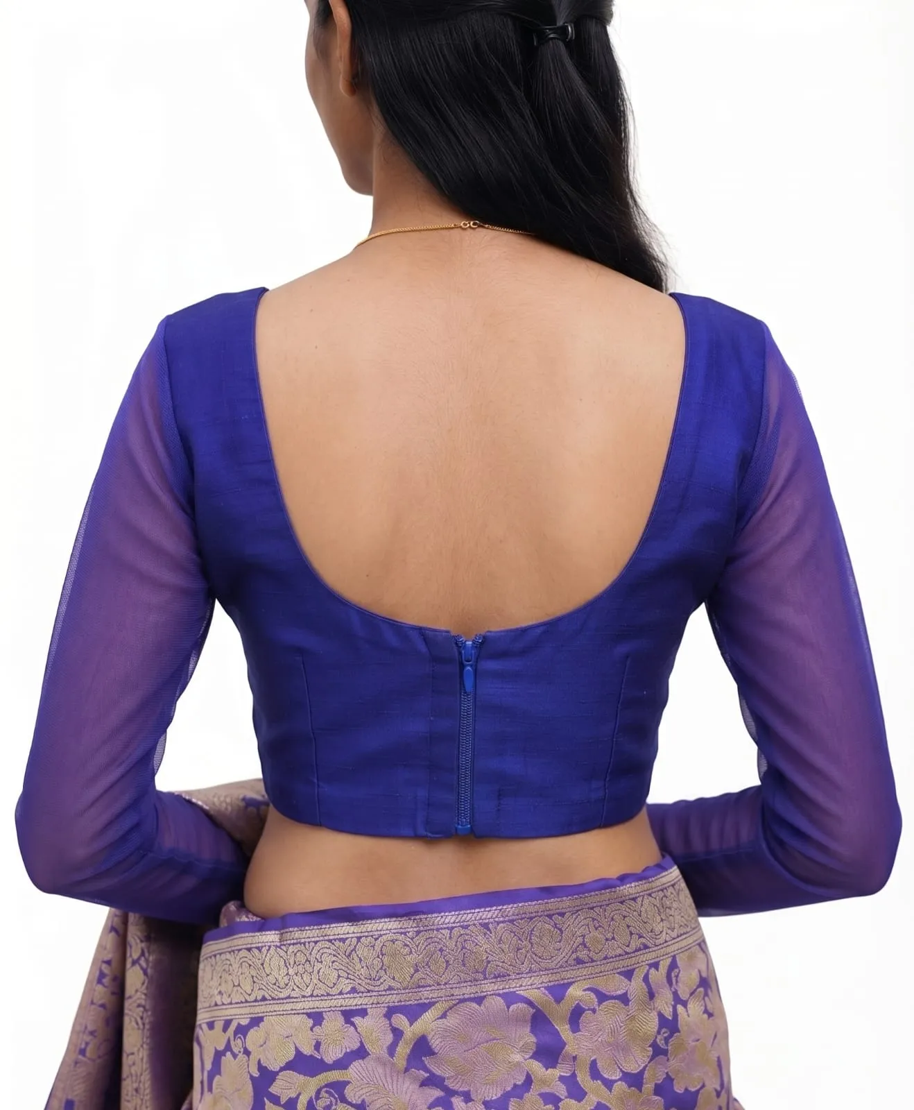 Royal Blue Full Sleeve Silk Blouse