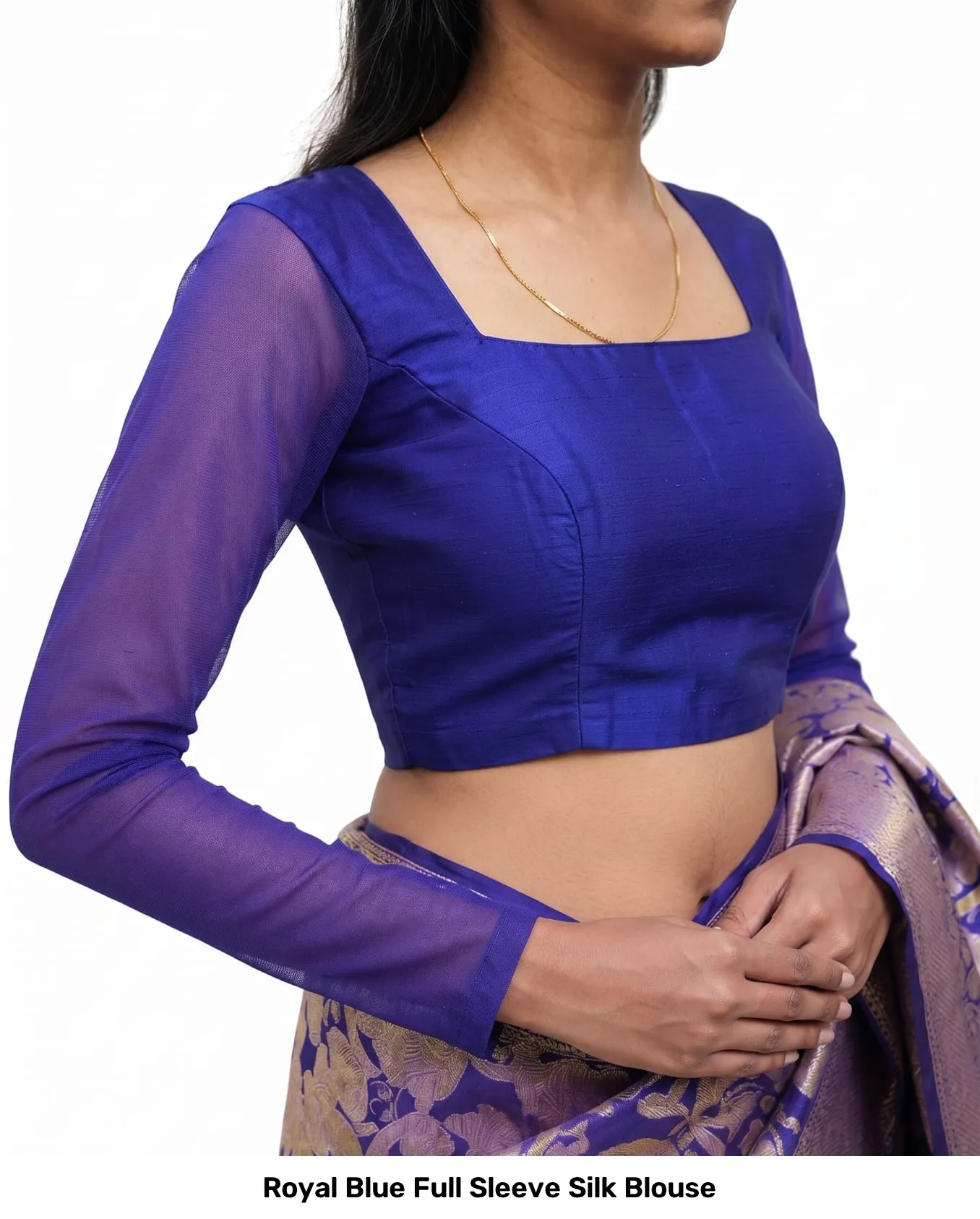 Royal Blue Full Sleeve Silk Blouse 2