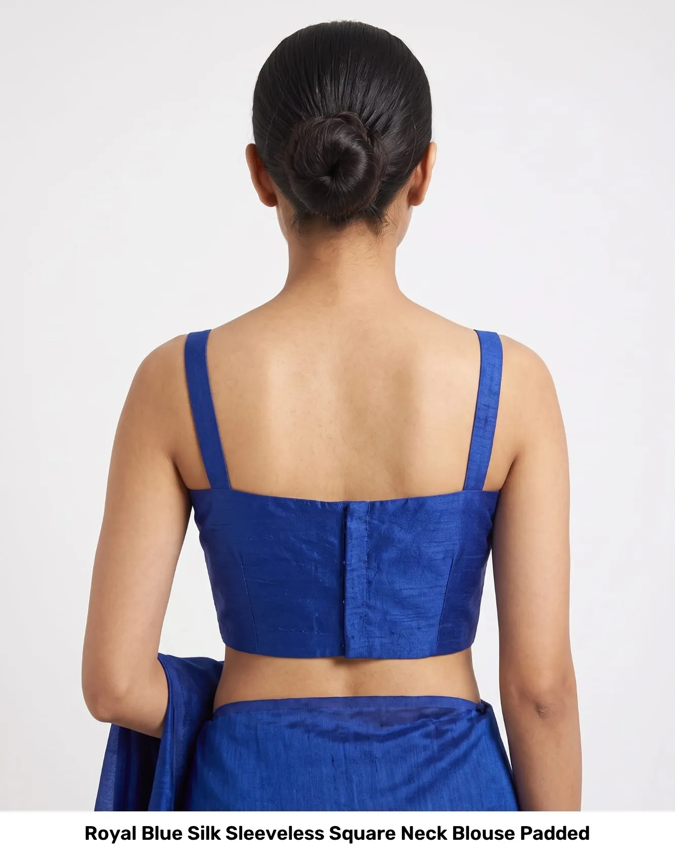 Royal Blue Silk Sleeveless Square Neck Blouse Padded 2