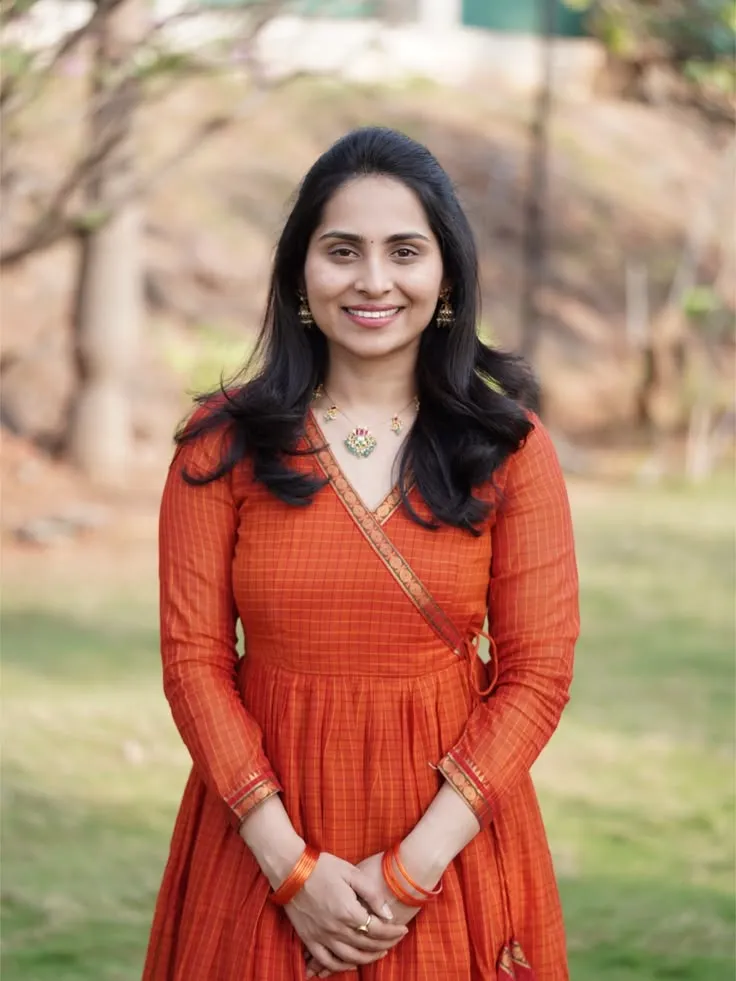 Rust Orange Narayanpet Handloom Angrakha Frock Suit Set