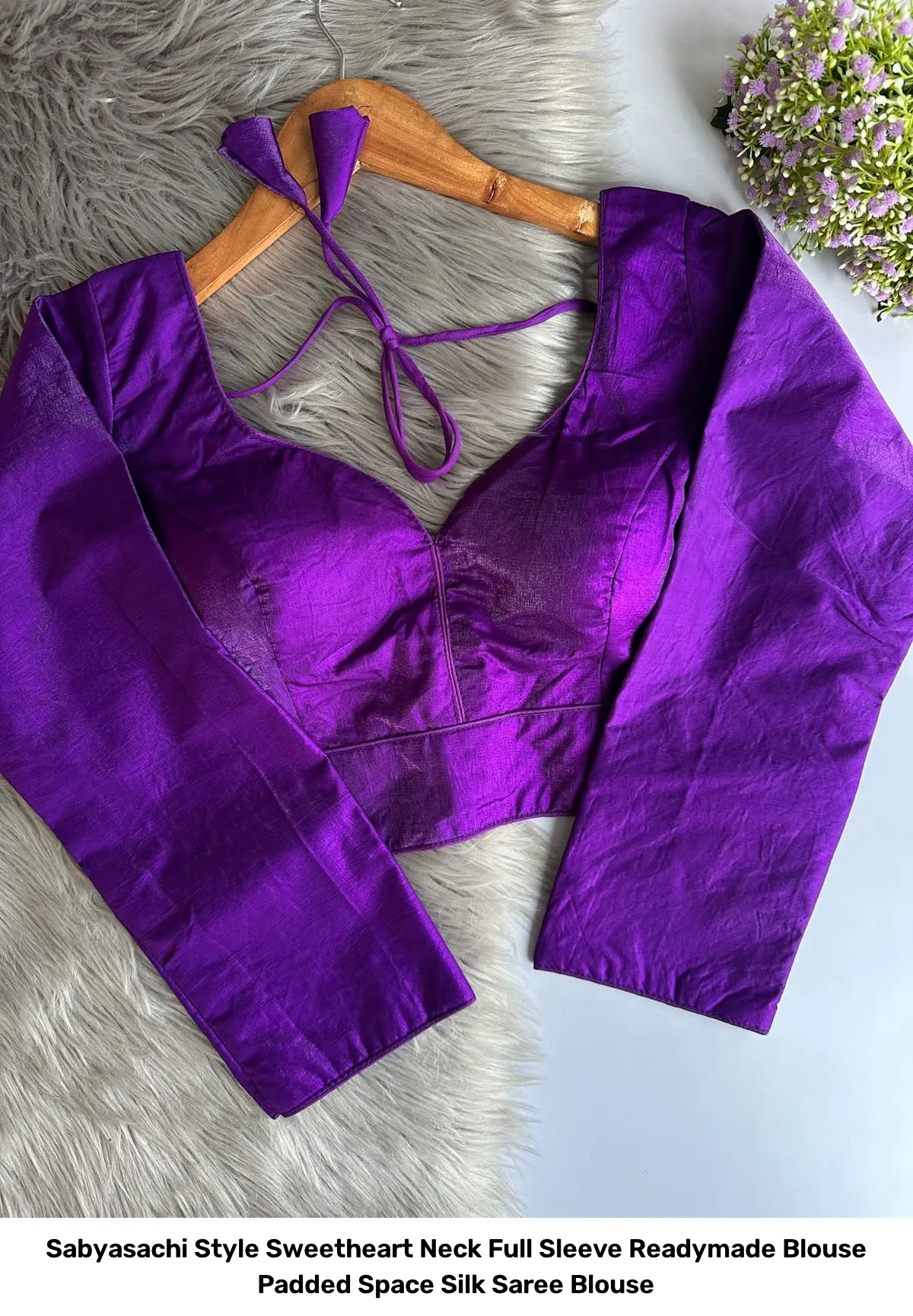 Sabyasachi Style Sweetheart Neck Full Sleeve Readymade Blouse – Padded Space Silk Saree Blouse 11