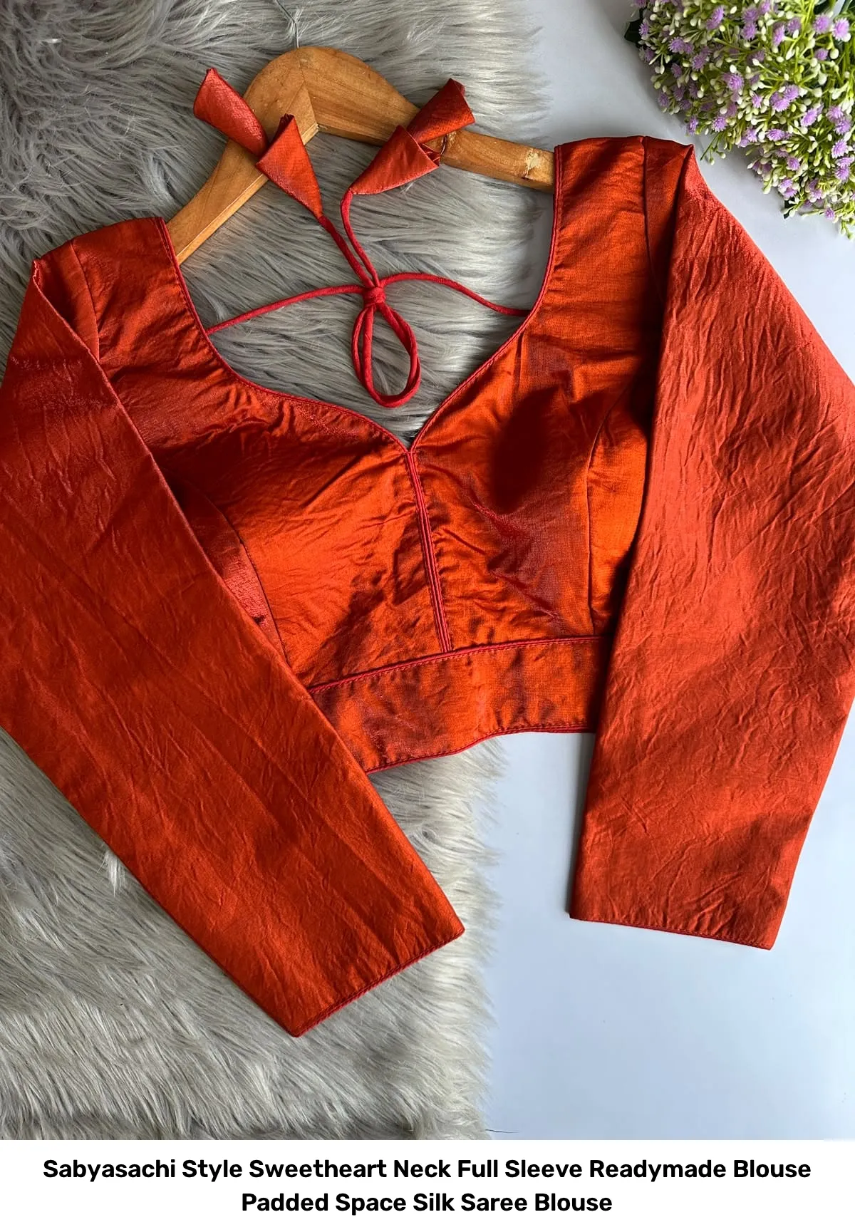 Sabyasachi Style Sweetheart Neck Full Sleeve Readymade Blouse – Padded Space Silk Saree Blouse 18