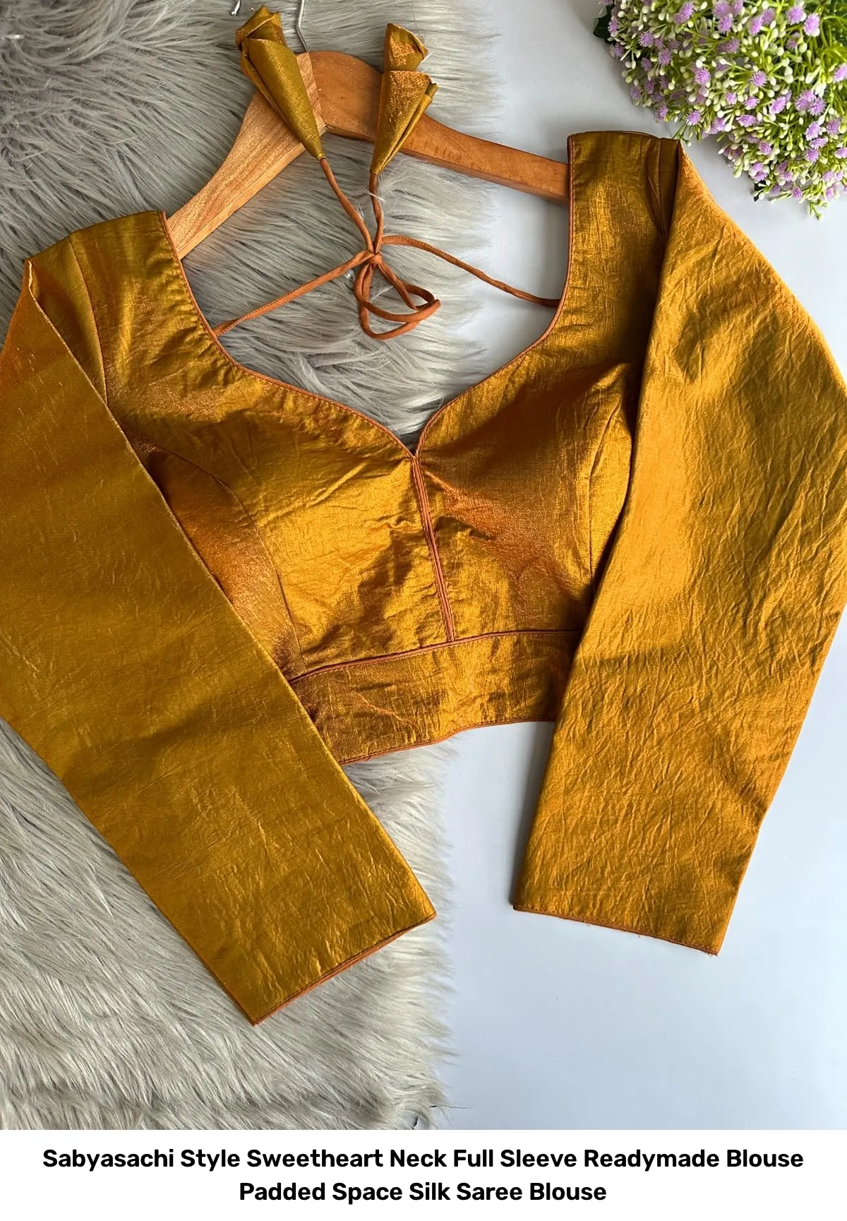 Sabyasachi Style Sweetheart Neck Full Sleeve Readymade Blouse – Padded Space Silk Saree Blouse 2