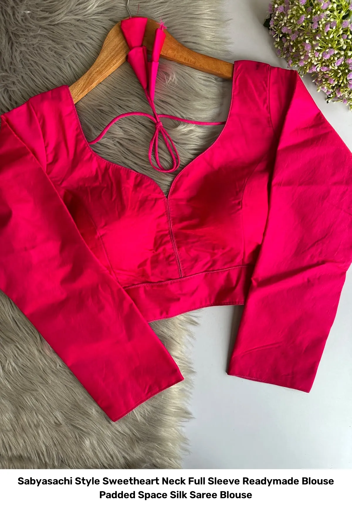 Sabyasachi Style Sweetheart Neck Full Sleeve Readymade Blouse – Padded Space Silk Saree Blouse 6