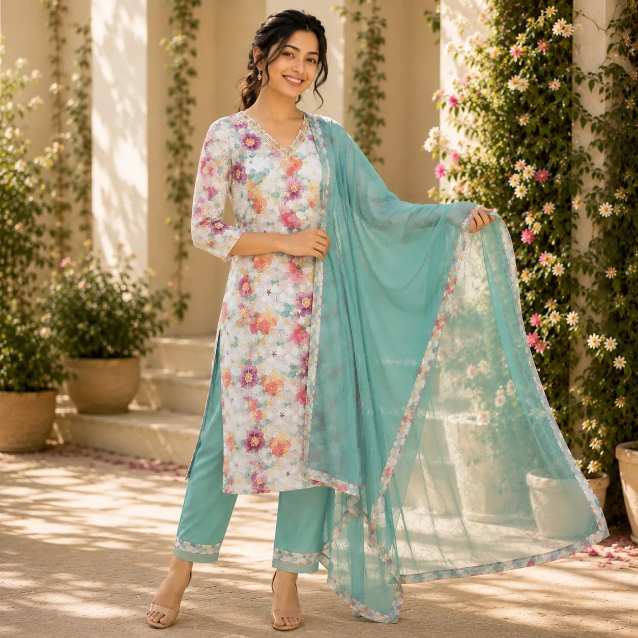 Shifli Linen Digital Print Suit Set