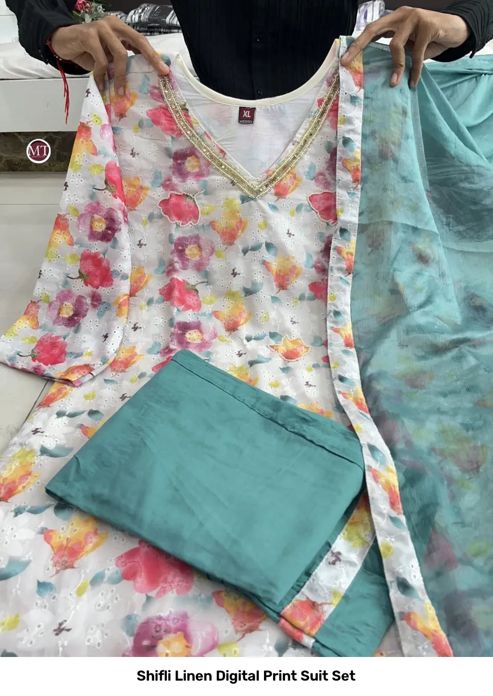 Shifli Linen Digital Print Suit Set 2