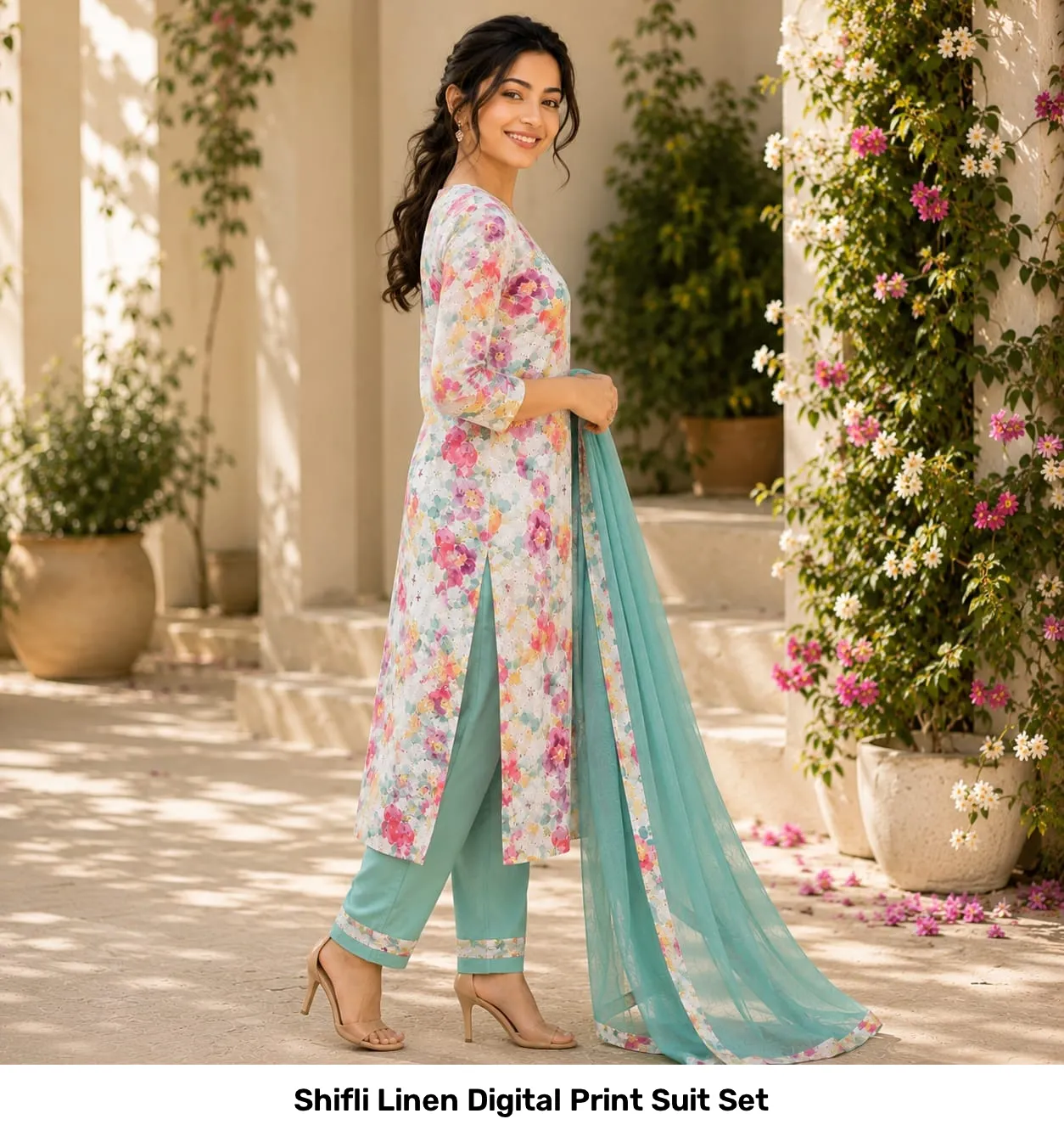 Shifli Linen Digital Print Suit Set 3