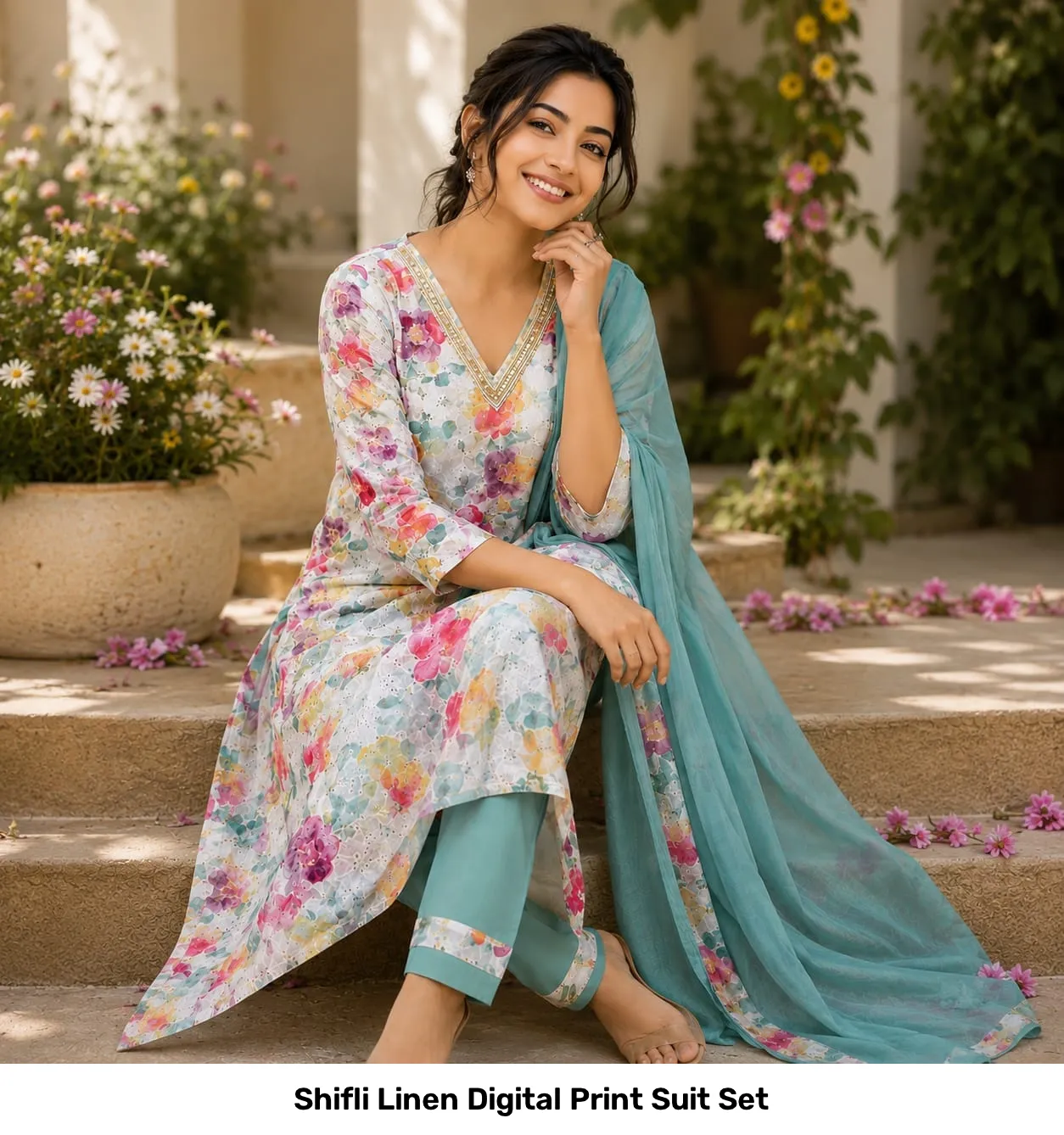 Shifli Linen Digital Print Suit Set 5
