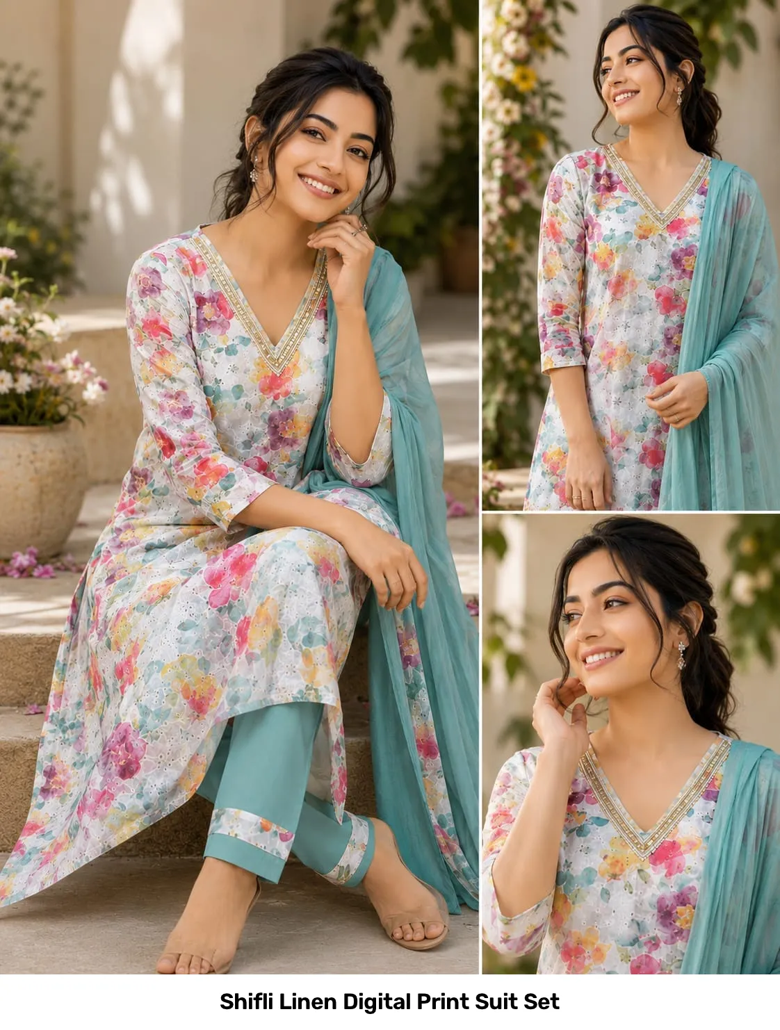 Shifli Linen Digital Print Suit Set 8