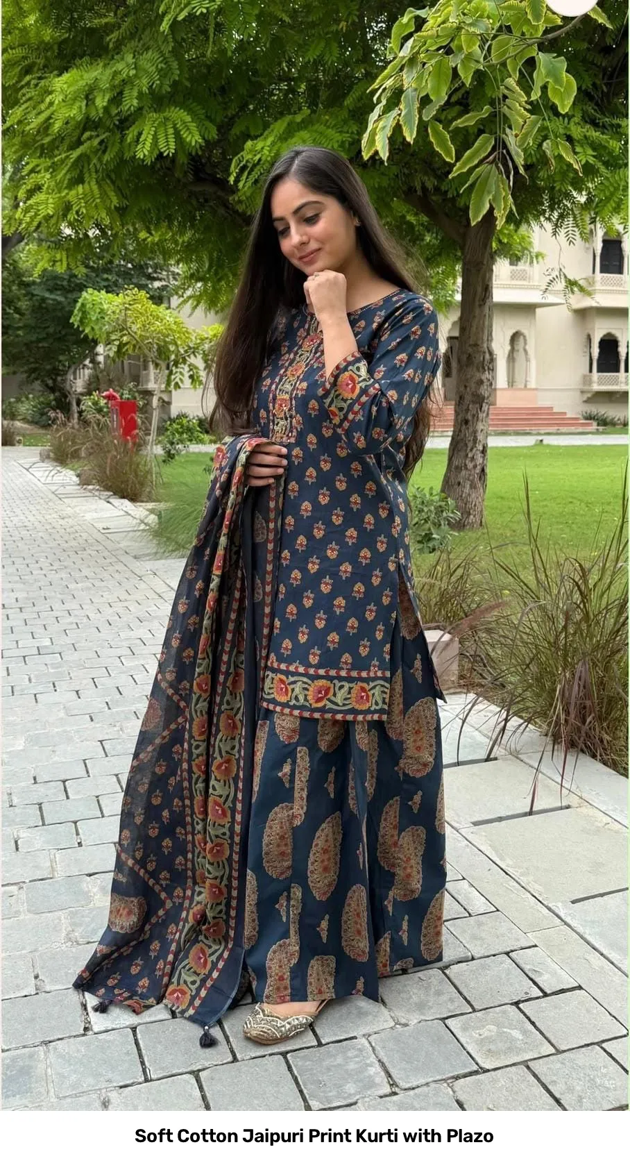 Soft Cotton Jaipuri Print Kurti with Plazo 5