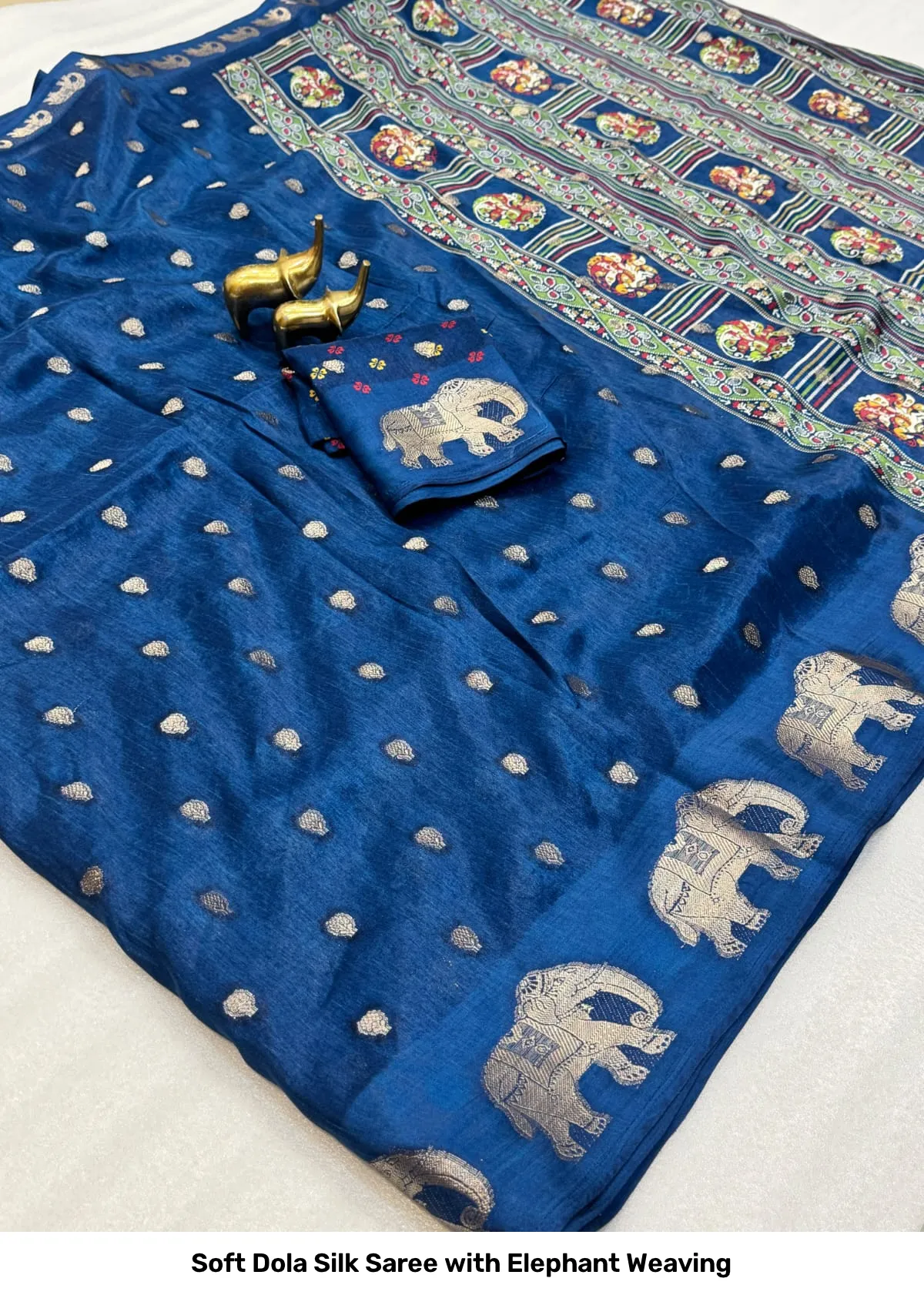 Soft Dola Silk Saree with Elephant Weaving 13