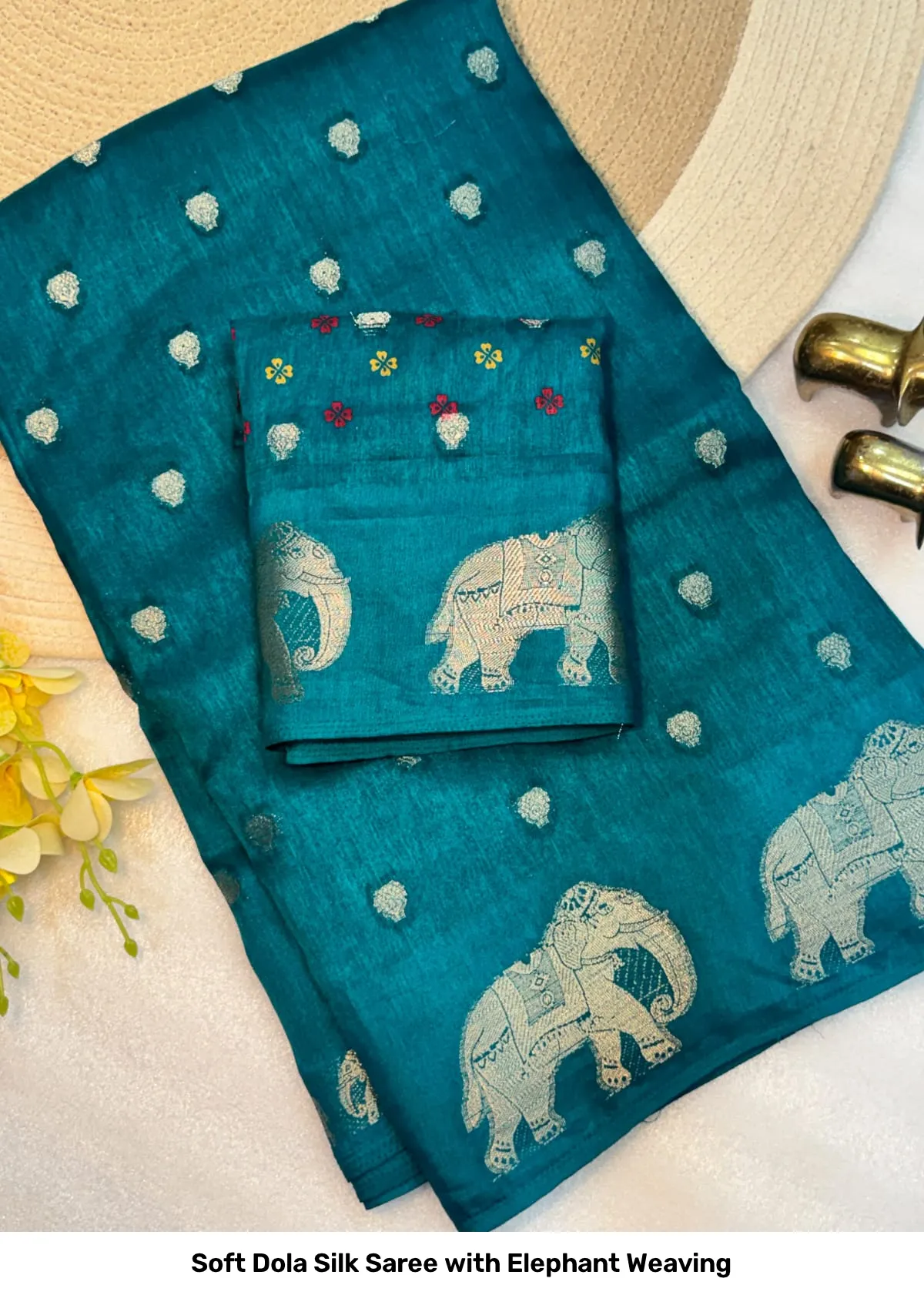 Soft Dola Silk Saree with Elephant Weaving 2