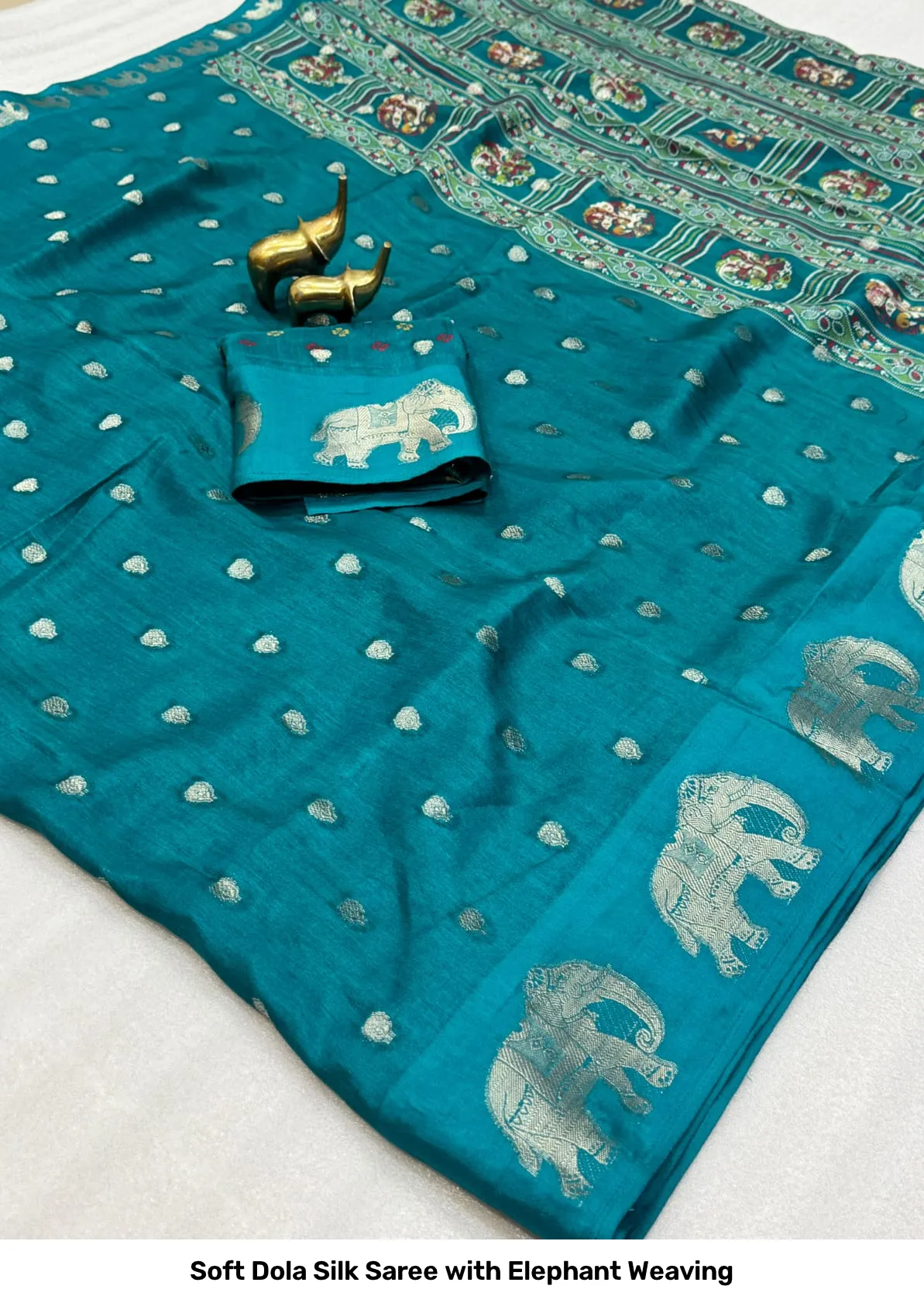 Soft Dola Silk Saree with Elephant Weaving 6