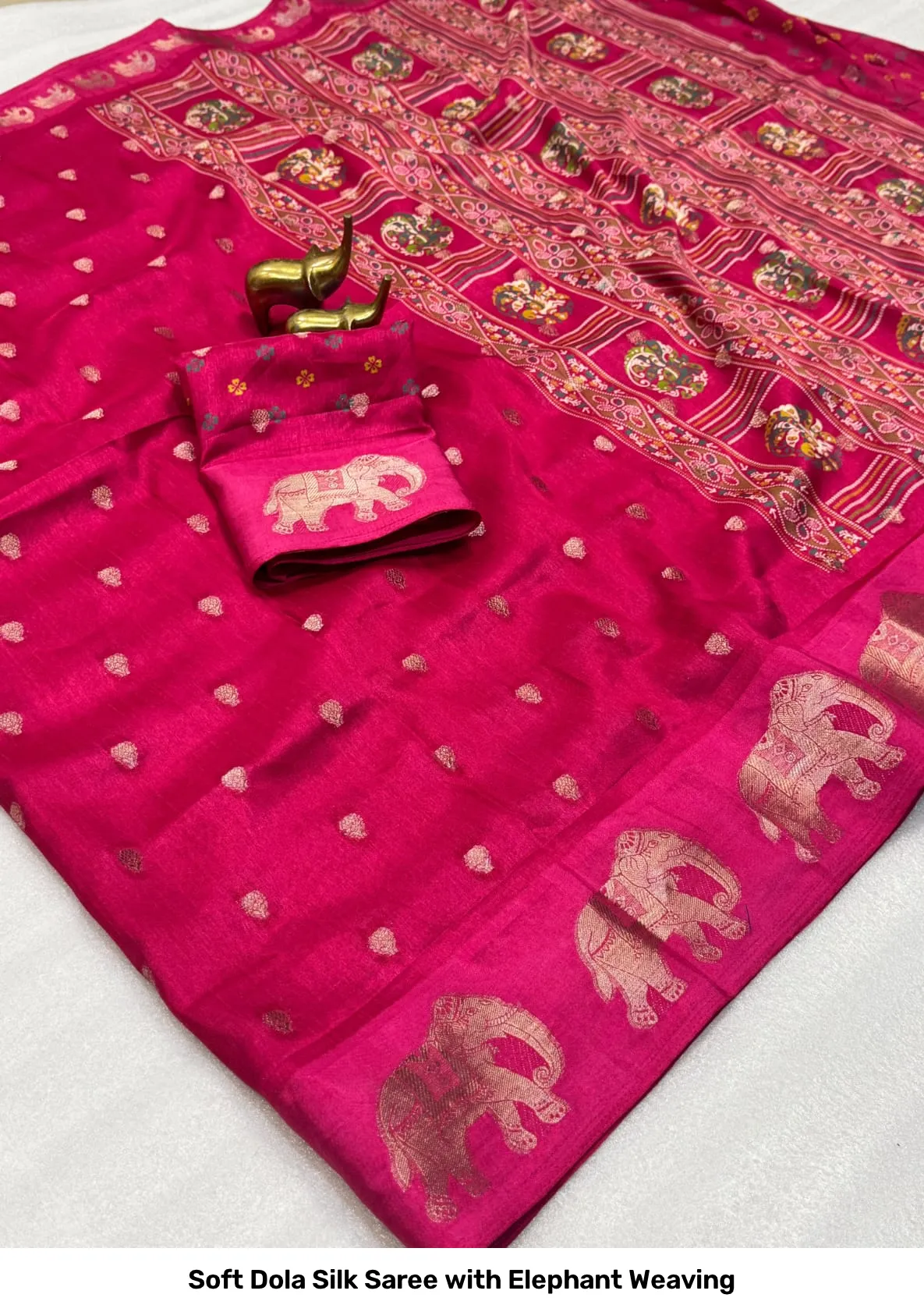 Soft Dola Silk Saree with Elephant Weaving 9