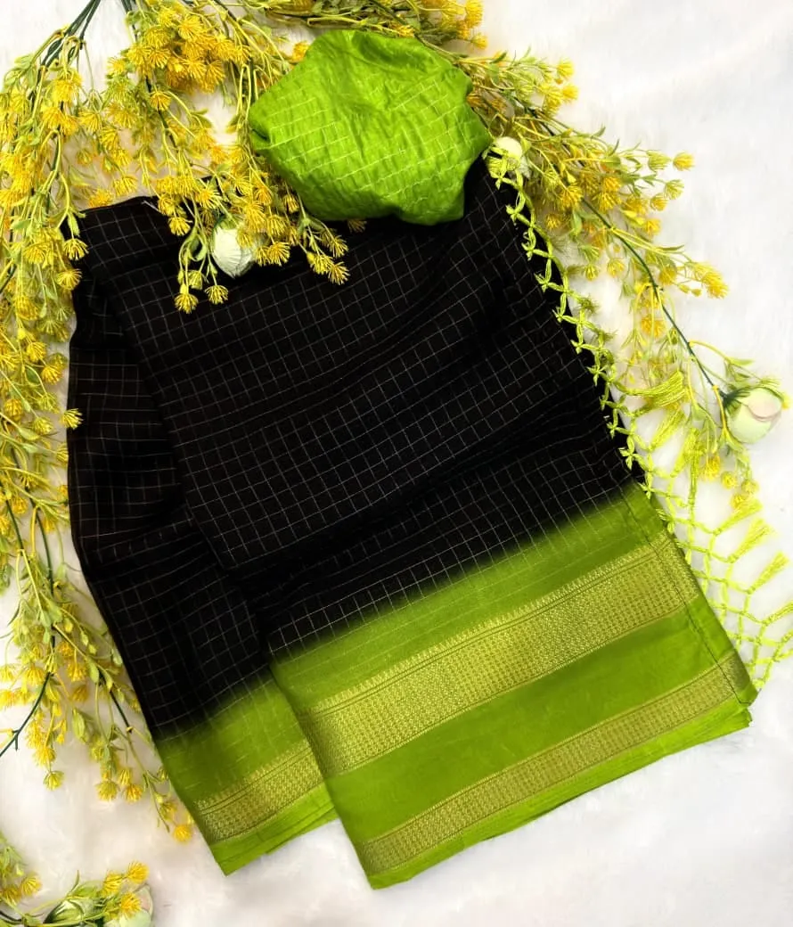 Soft Georgette Checked Saree