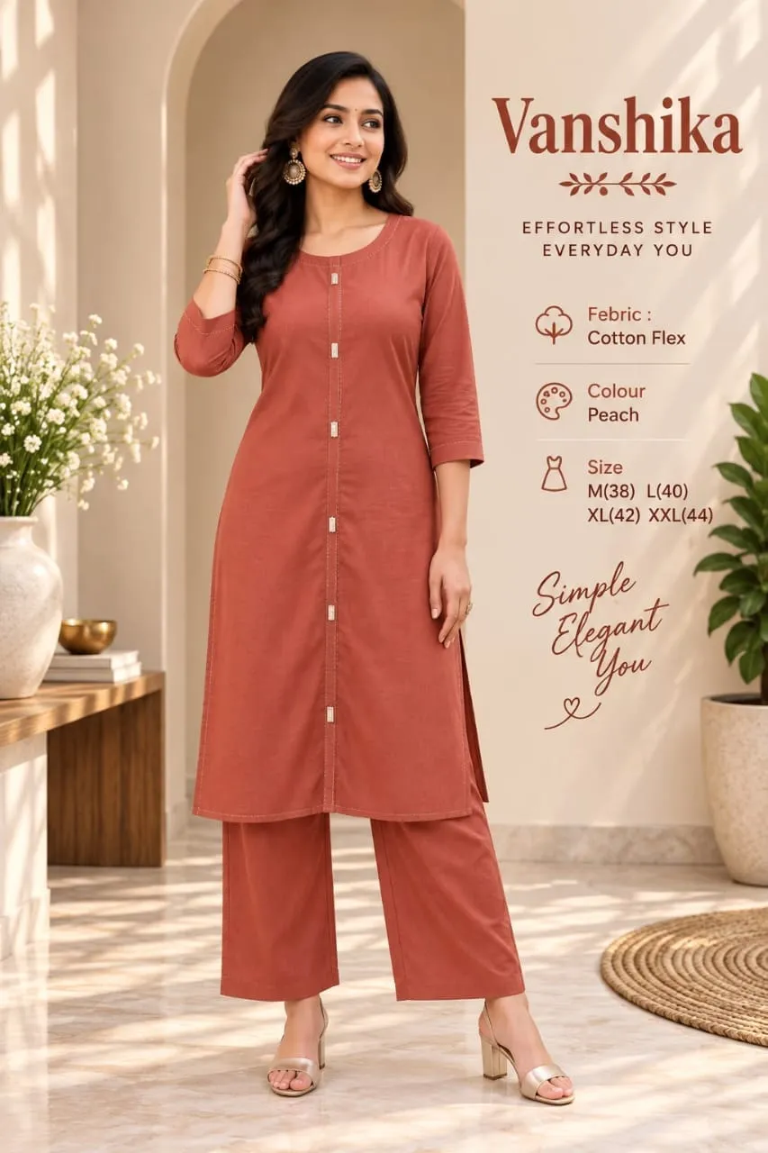 Solid Cotton Flex Kurta Pant Co-Ord Set with Pockets | Minimal Mirror Work Fusion Office Wear 2-Piece Set