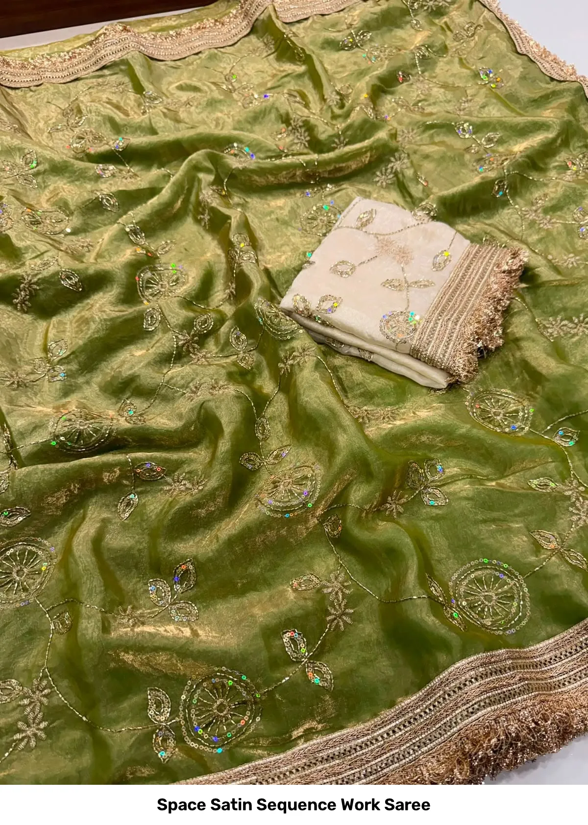 Space Satin Sequence Work Saree 11